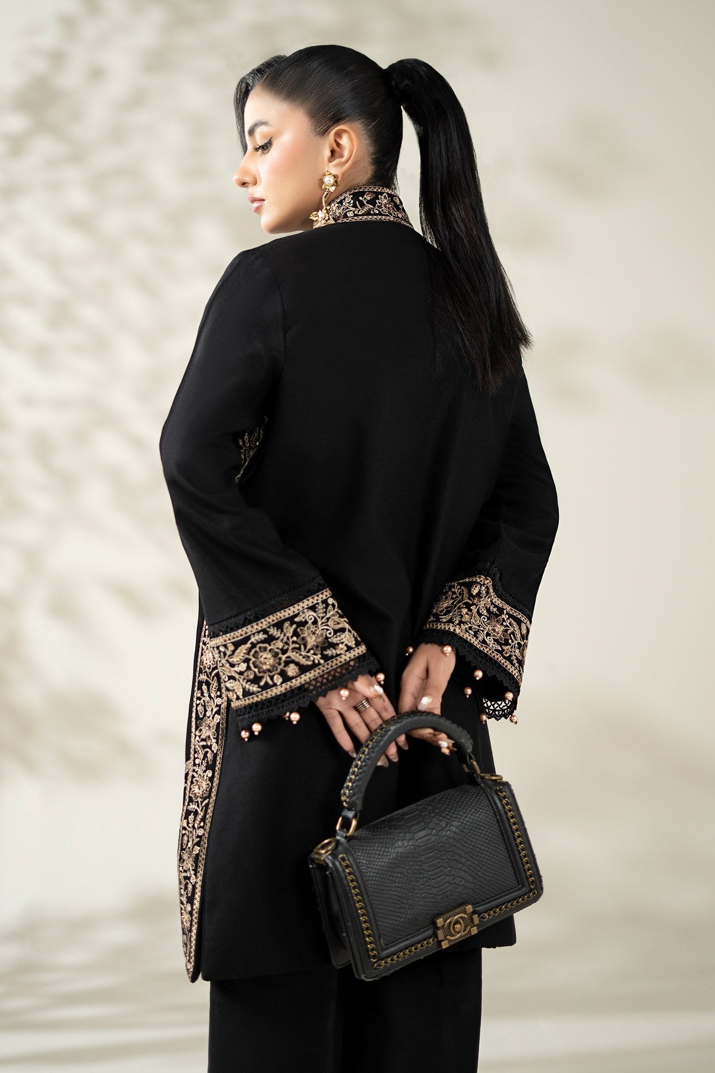 Maria B | Luxury Winter Pret 25 | DW-W25-49-Black - Ladies Clothes - Maria Faisal