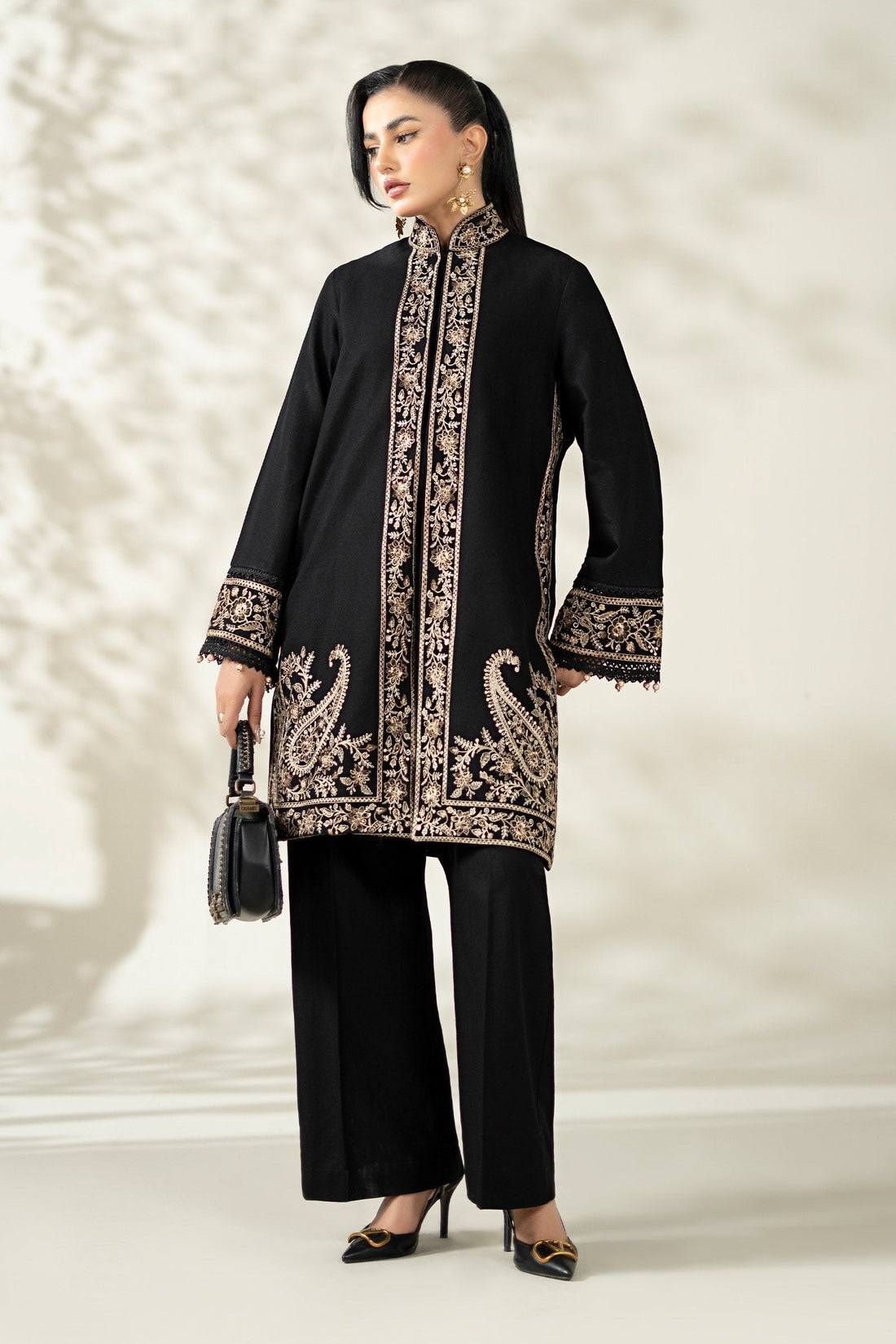 Maria B | Luxury Winter Pret 25 | DW-W25-49-Black - Ladies Clothes - Maria Faisal