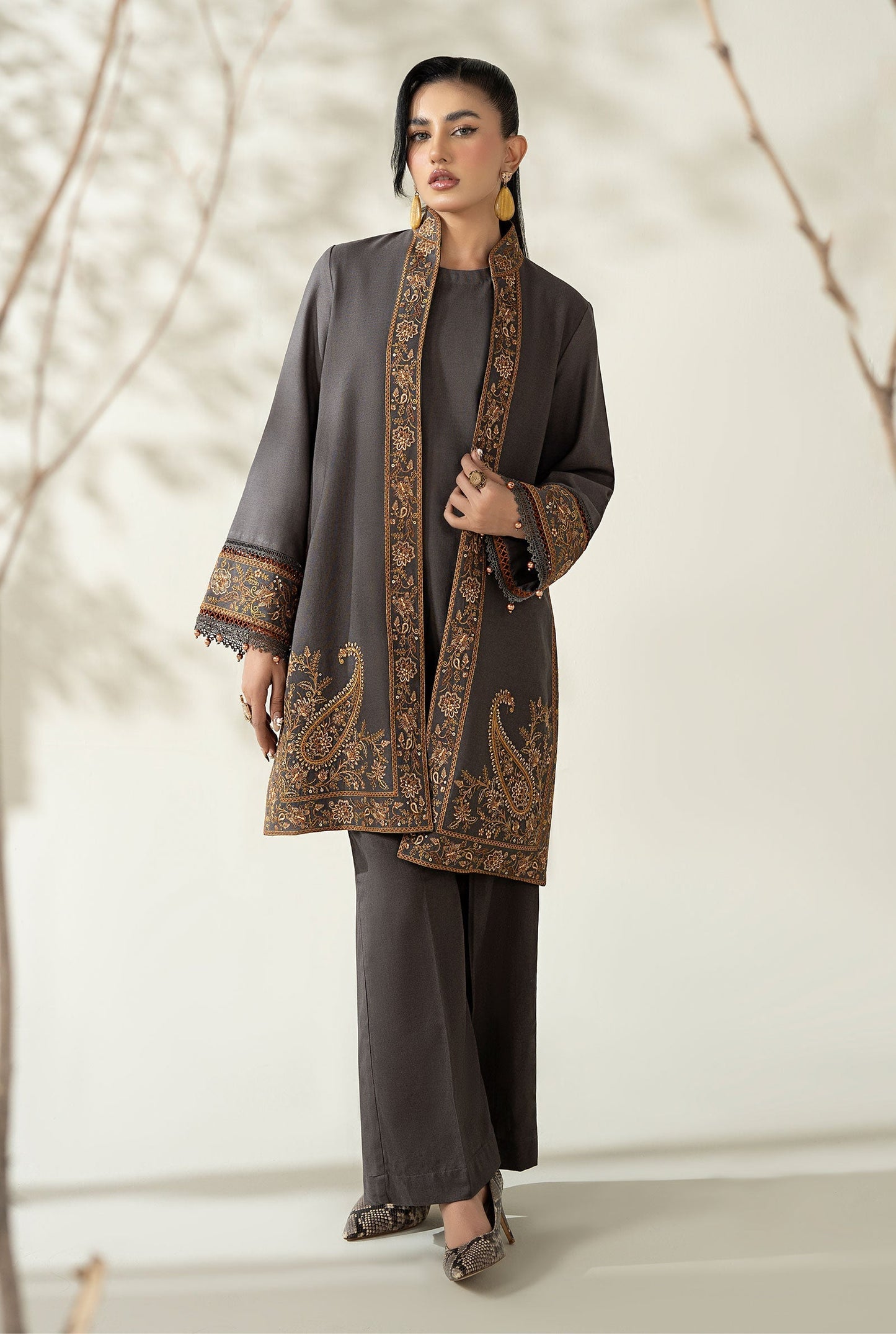 Maria B | Luxury Winter Pret 25 | DW-W25-49-Grey - Ladies Clothes - Maria Faisal