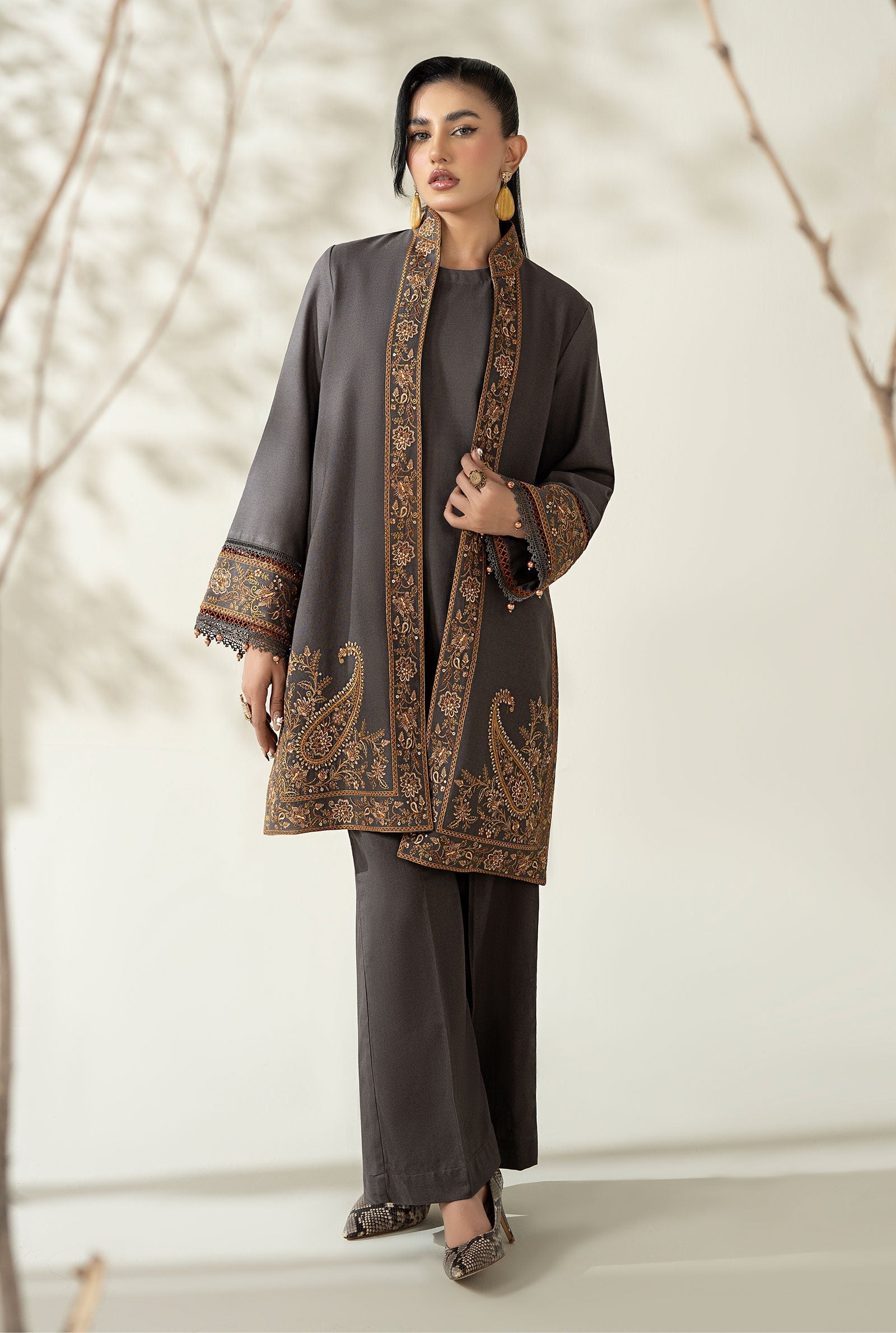 Maria B | Luxury Winter Pret 25 | DW-W25-49-Grey - Ladies Clothes - Maria Faisal
