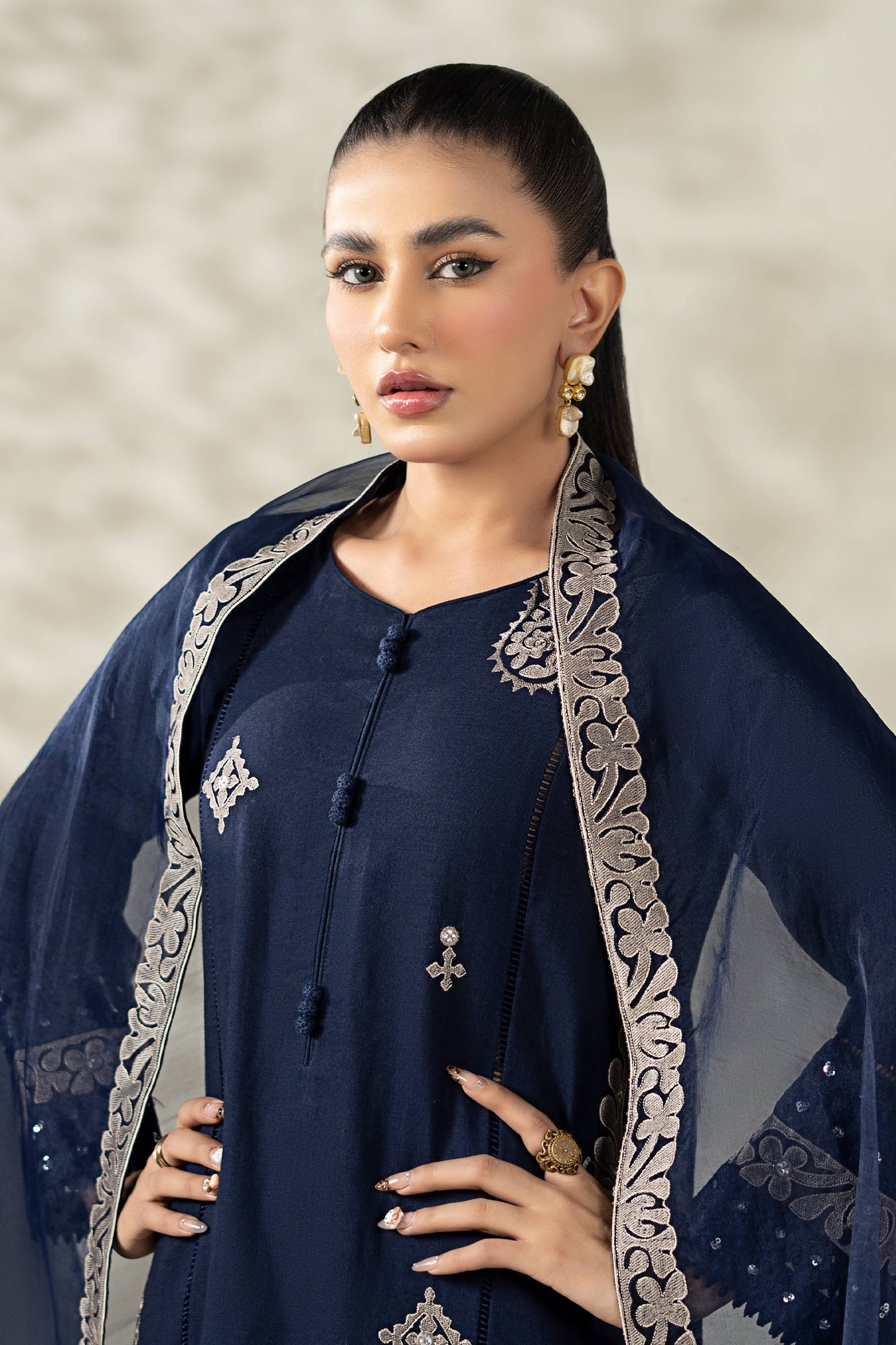 Maria B | Luxury Winter Pret 25 | DW-W25-54-Blue - Ladies Clothes - Maria Faisal