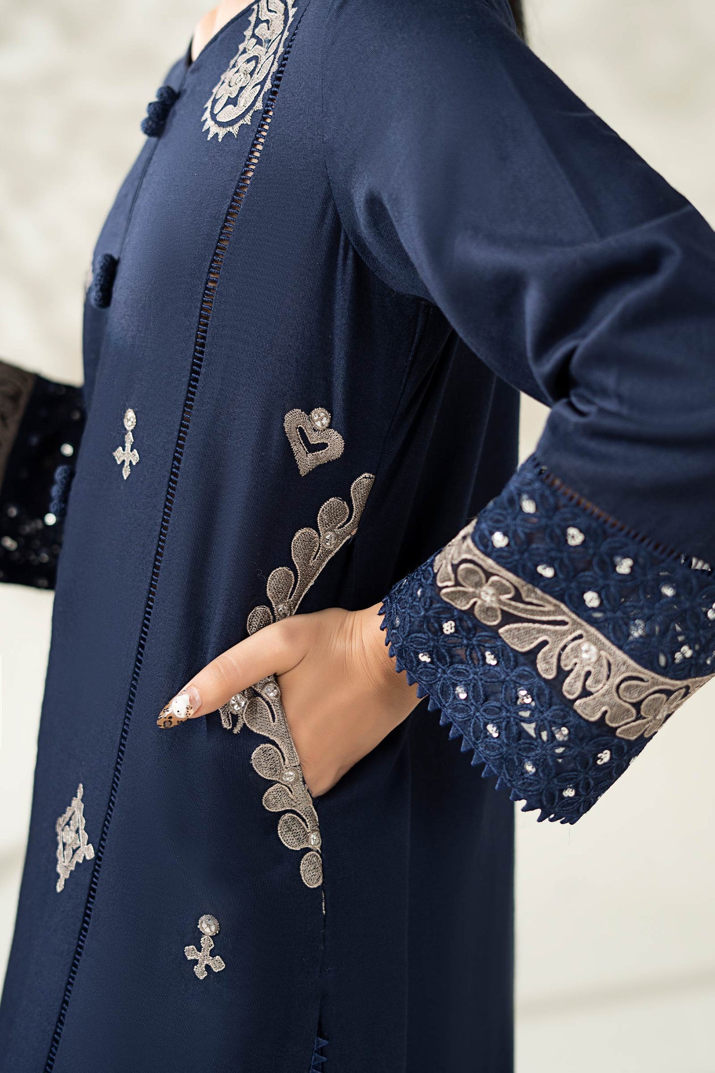 Maria B | Luxury Winter Pret 25 | DW-W25-54-Blue - Ladies Clothes - Maria Faisal