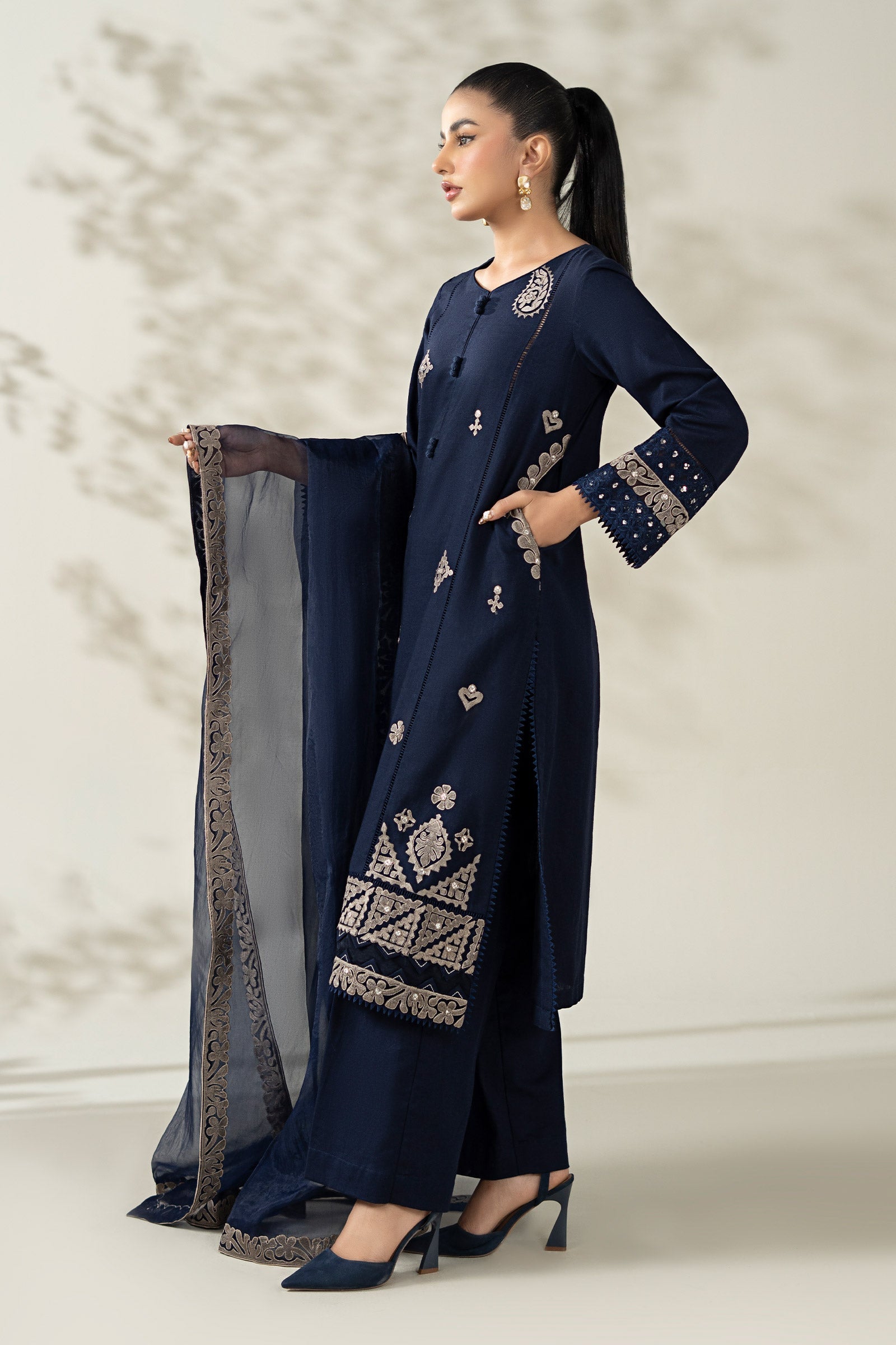 Maria B | Luxury Winter Pret 25 | DW-W25-54-Blue - Ladies Clothes - Maria Faisal