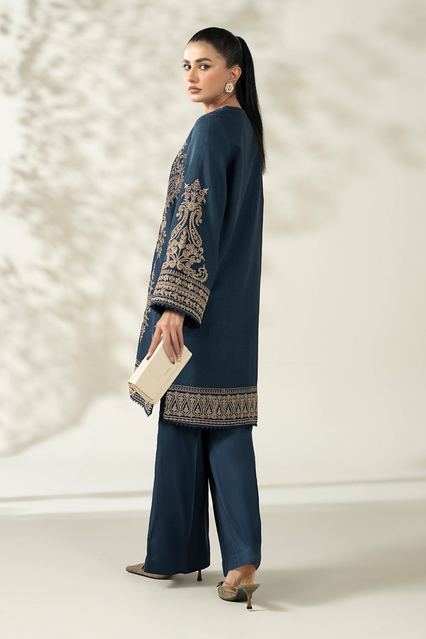 Maria B | Pre Fall Dresses | 3 Piece Embroidered Khaddar Suit ZA - Ladies Clothes - Maria Faisal
