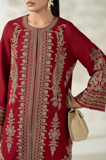 Maria B | Luxury Winter Pret 25 | DW-W25-58-Maroon - Ladies Clothes - Maria Faisal