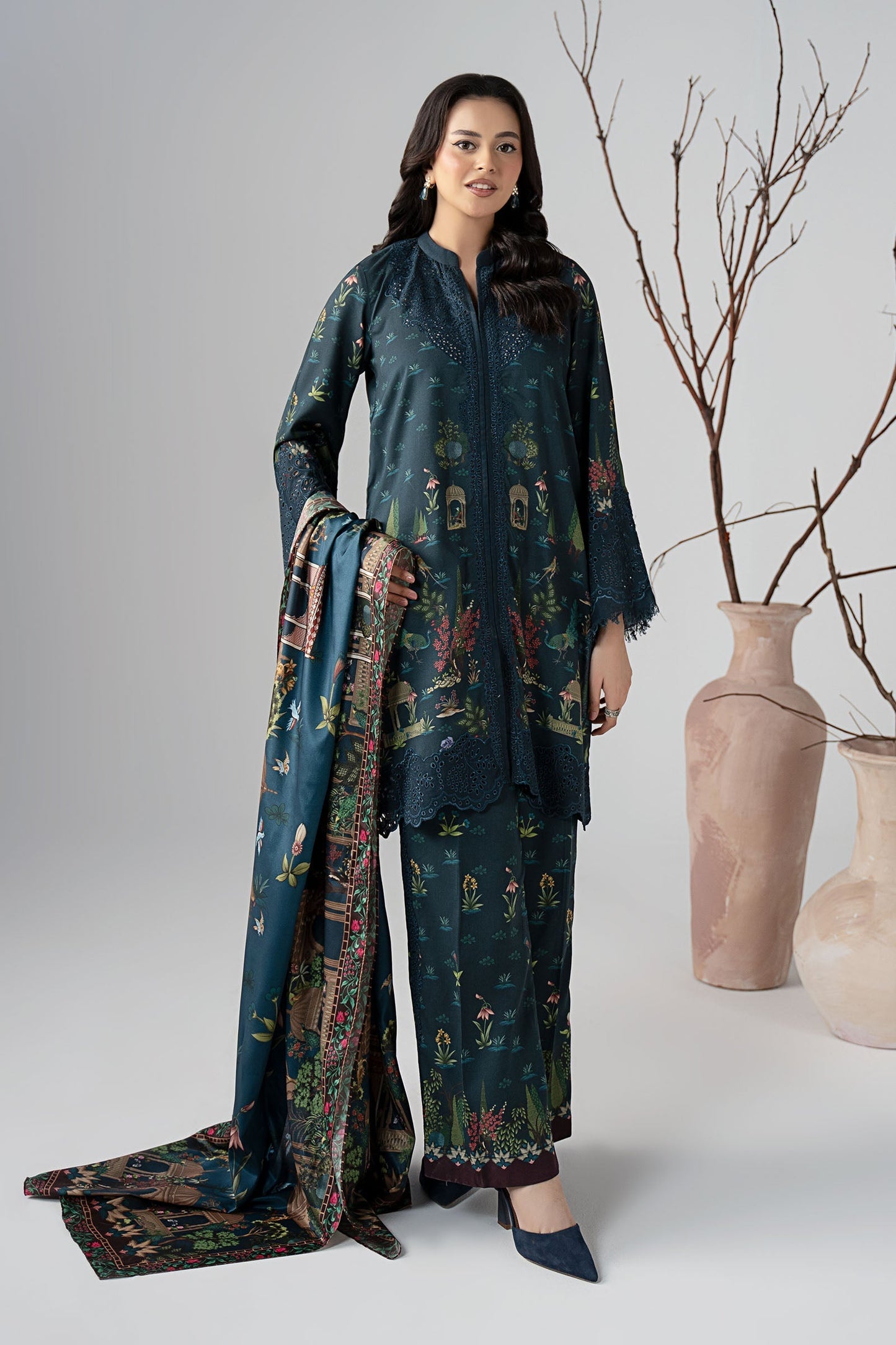 Maria B | Luxury Winter Pret 25 | DW-W25-59-Teal - Ladies Clothes - Maria Faisal