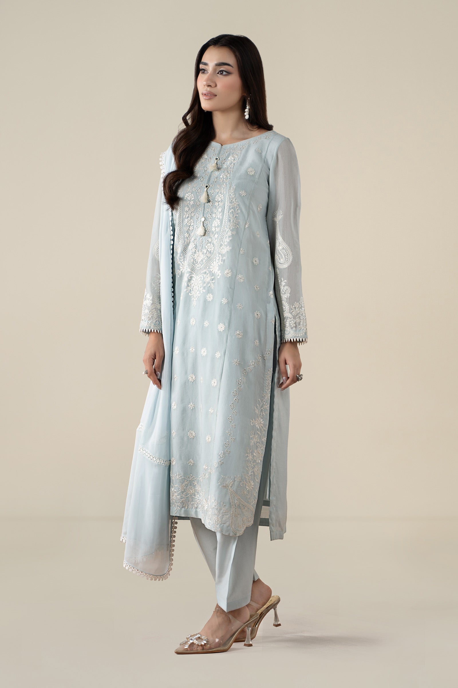 Maria B | Luxury Winter Pret 25 | DW-EA25-76-Blue - Ladies Clothes - Maria Faisal