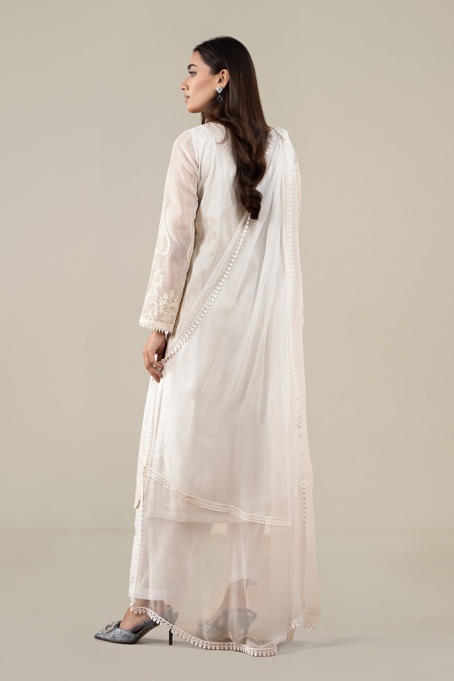 Maria B | Luxury Winter Pret 25 | DW-EA25-76-Off White - Ladies Clothes - Maria Faisal