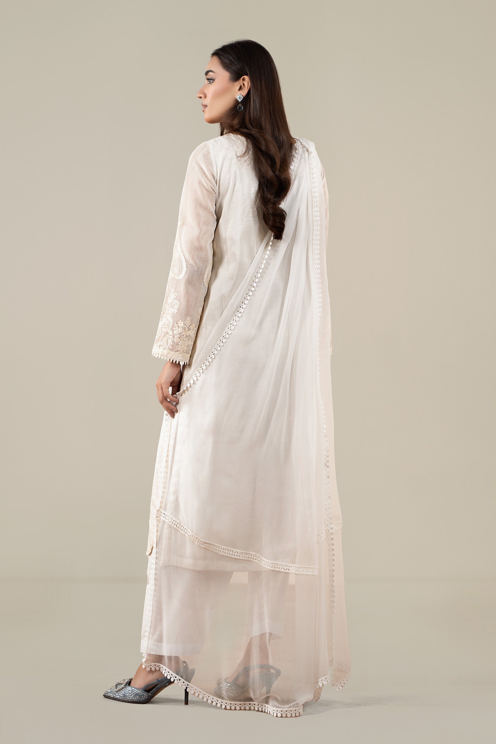 Maria B | Luxury Winter Pret 25 | DW-EA25-76-Off White - Ladies Clothes - Maria Faisal