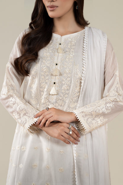 Maria B | Pre Fall Dresses | 3 Piece Embroidered Paper Cotton Suit AA - Ladies Clothes - Maria Faisal