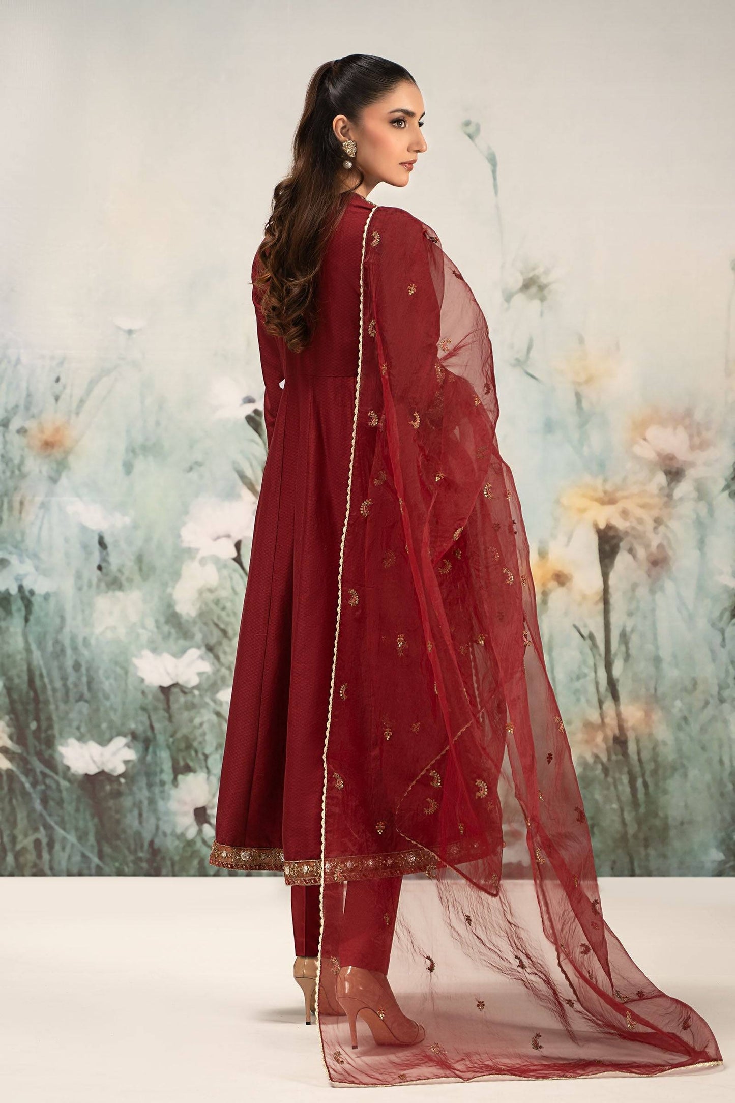 Maira B | Ready to Wear | DW-EF25-40 Maroon by Maria Faisal - Registered Vendor of : Maria B - type : Wedding Dress - 100% original wedding dresses