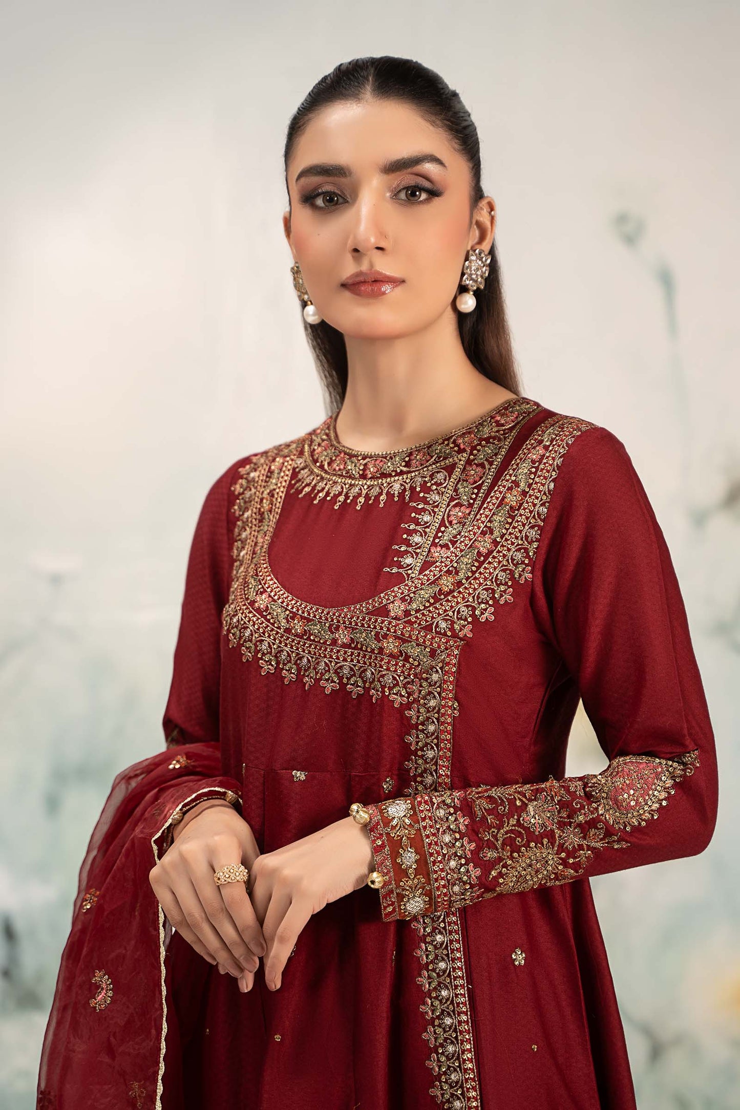 Maira B | Ready to Wear | DW-EF25-40 Maroon by Maria Faisal - Registered Vendor of : Maria B - type : Wedding Dress - 100% original wedding dresses