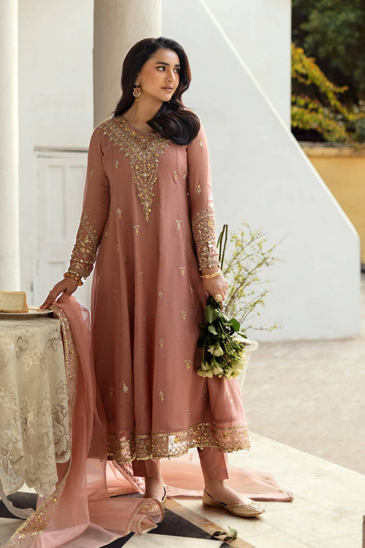 Maira B | Ready to Wear | DW-EF25-88 Peach by Maria Faisal - Registered Vendor of : Maria B - type : Wedding Dress - 100% original wedding dresses