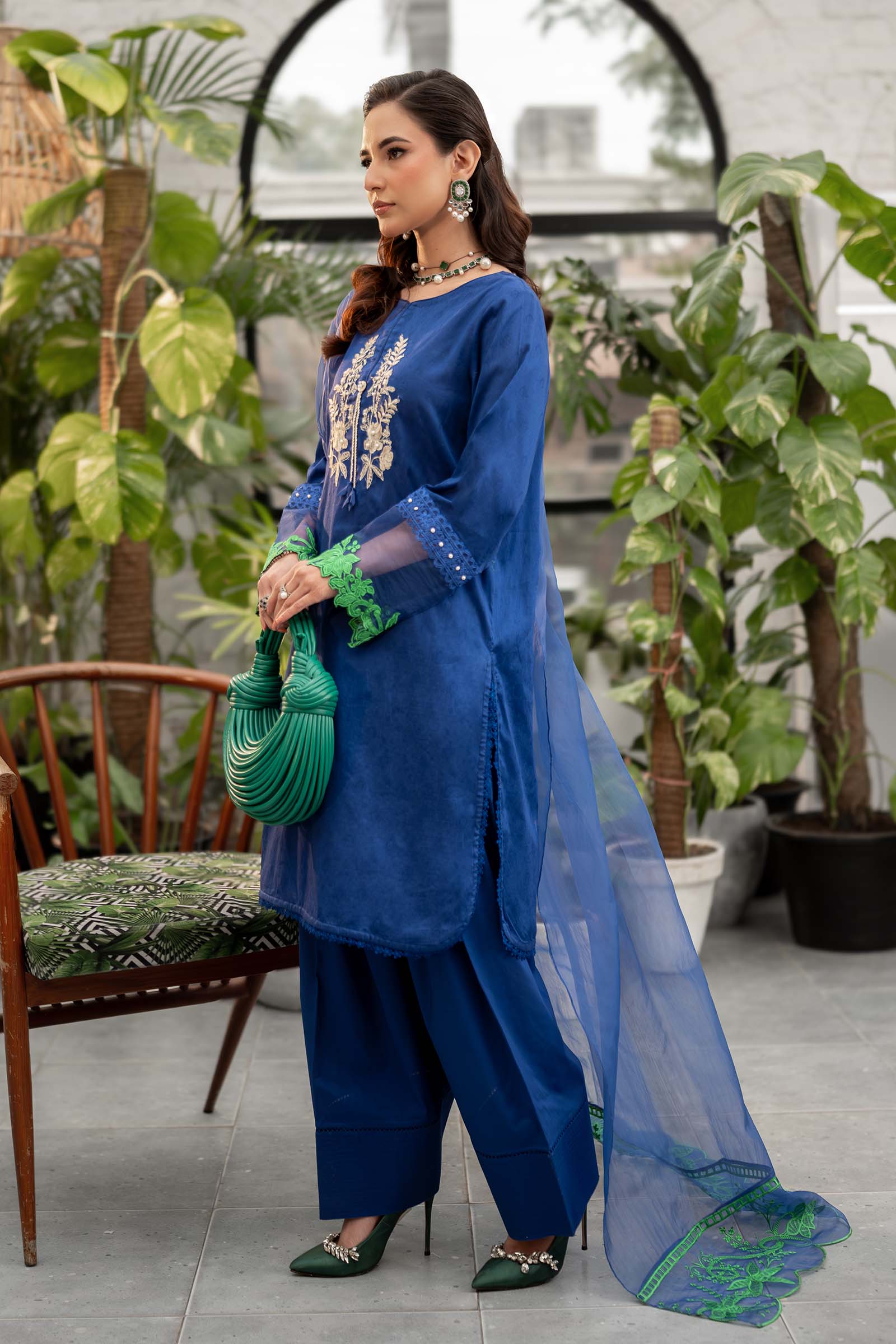 Maira B | Ready to Wear | DW-EF25-15 Blue by Maria Faisal - Registered Vendor of : Maria B - type : Wedding Dress - 100% original wedding dresses