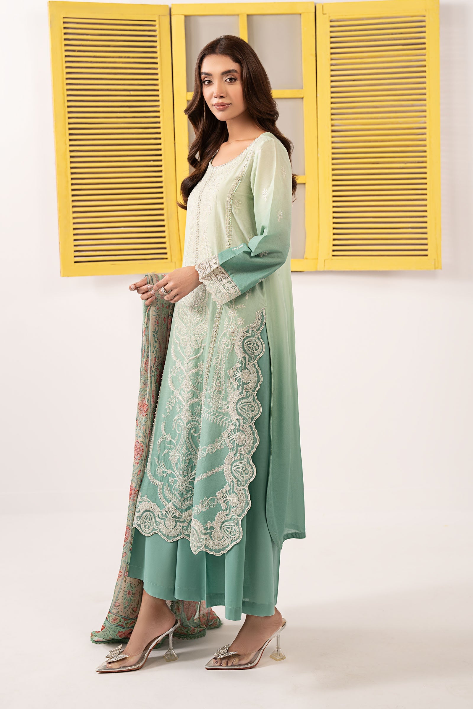 Maria B | Eid Collection 2026 | Dw-Ef26-63 Green - Luxury Dress - available at Maria Faisal in UK and USA.