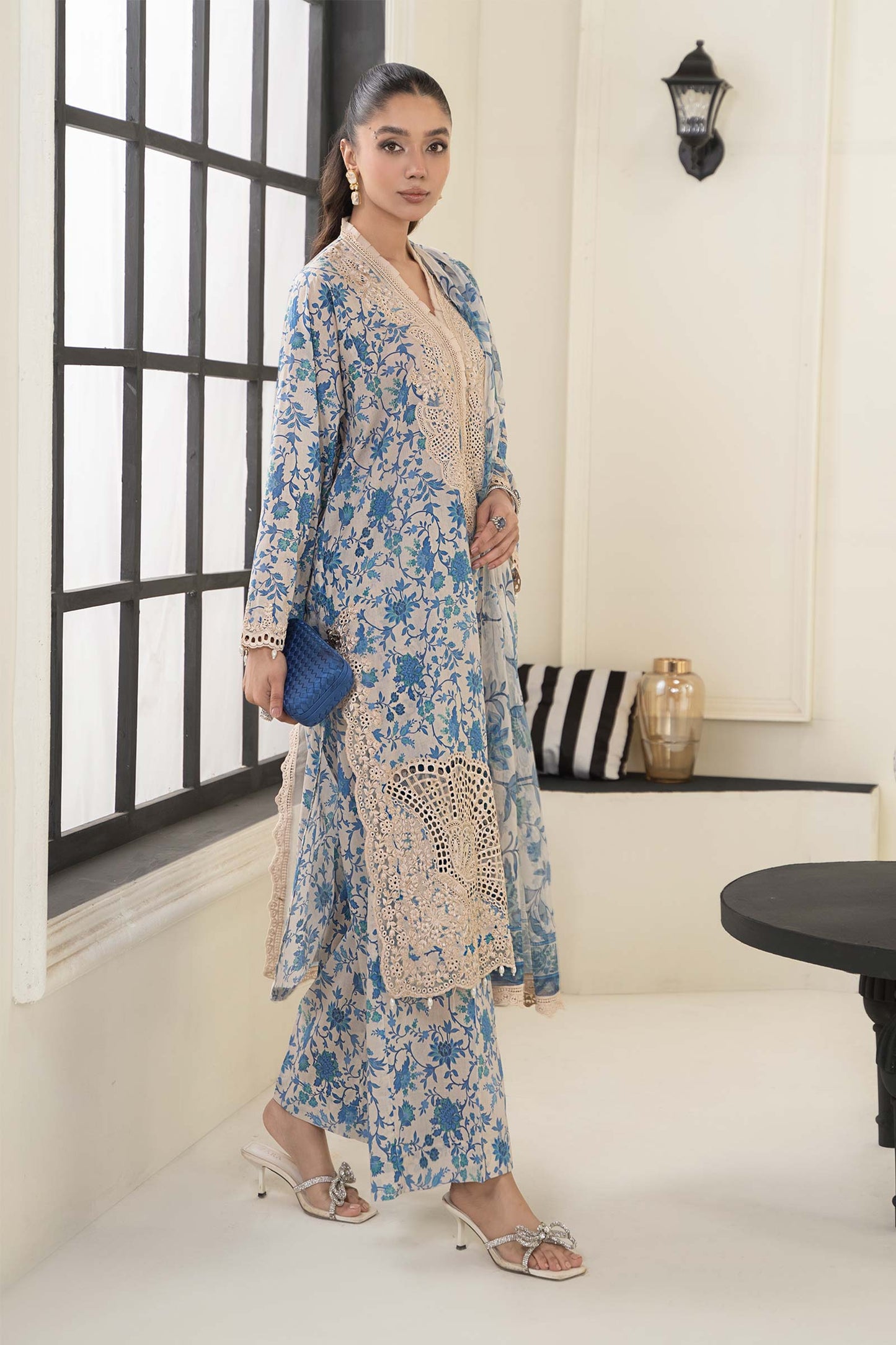 Maria B | Eid Collection 2026 | Dw-Ef24-108R1 Blue - Luxury Dress - available at Maria Faisal in UK and USA.