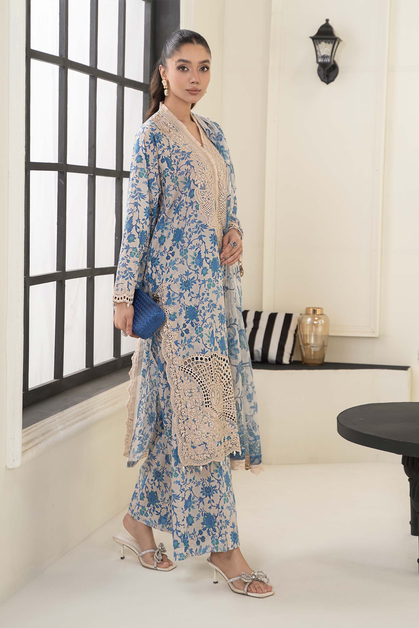 Maria B | Eid Collection 2026 | Dw-Ef24-108R1 Blue - Luxury Dress - available at Maria Faisal in UK and USA.