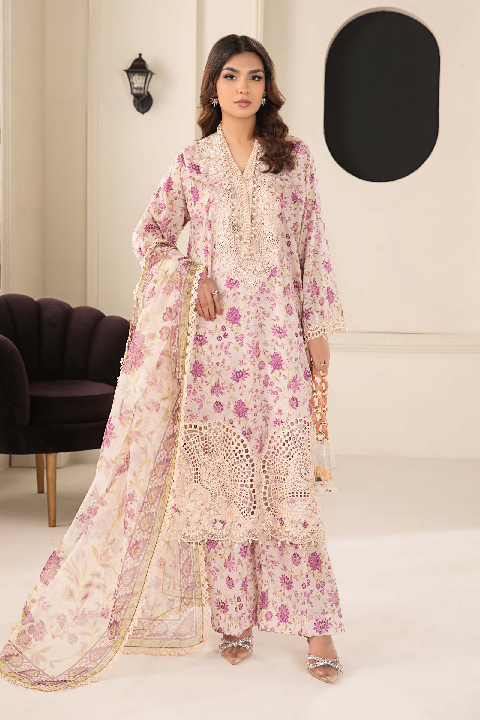 Maria B | Eid Collection 2026 | Dw-Ef24-108R1 Purple - Luxury Dress - available at Maria Faisal in UK and USA.