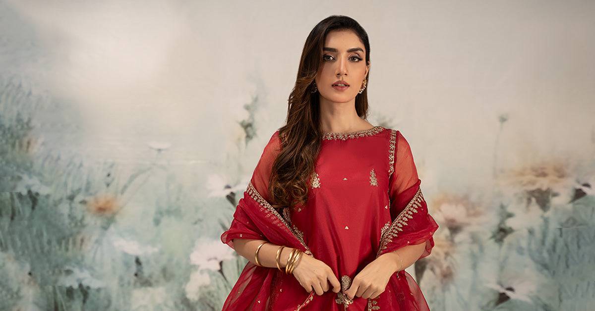 Maira B | Ready to Wear | DW-EF25-102 Red by Maria Faisal - Registered Vendor of : Maria B - type : Wedding Dress - 100% original wedding dresses