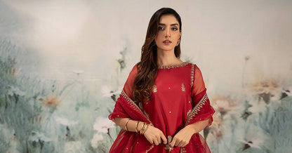Maira B | Ready to Wear | DW-EF25-102 Red by Maria Faisal - Registered Vendor of : Maria B - type : Wedding Dress - 100% original wedding dresses