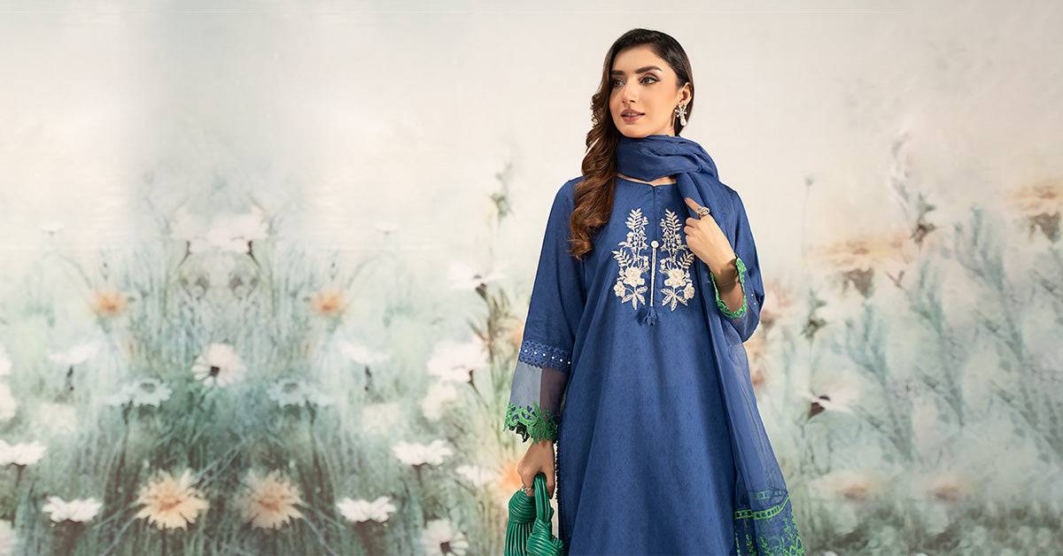 Maira B | Ready to Wear | DW-EF25-15 Blue by Maria Faisal - Registered Vendor of : Maria B - type : Wedding Dress - 100% original wedding dresses