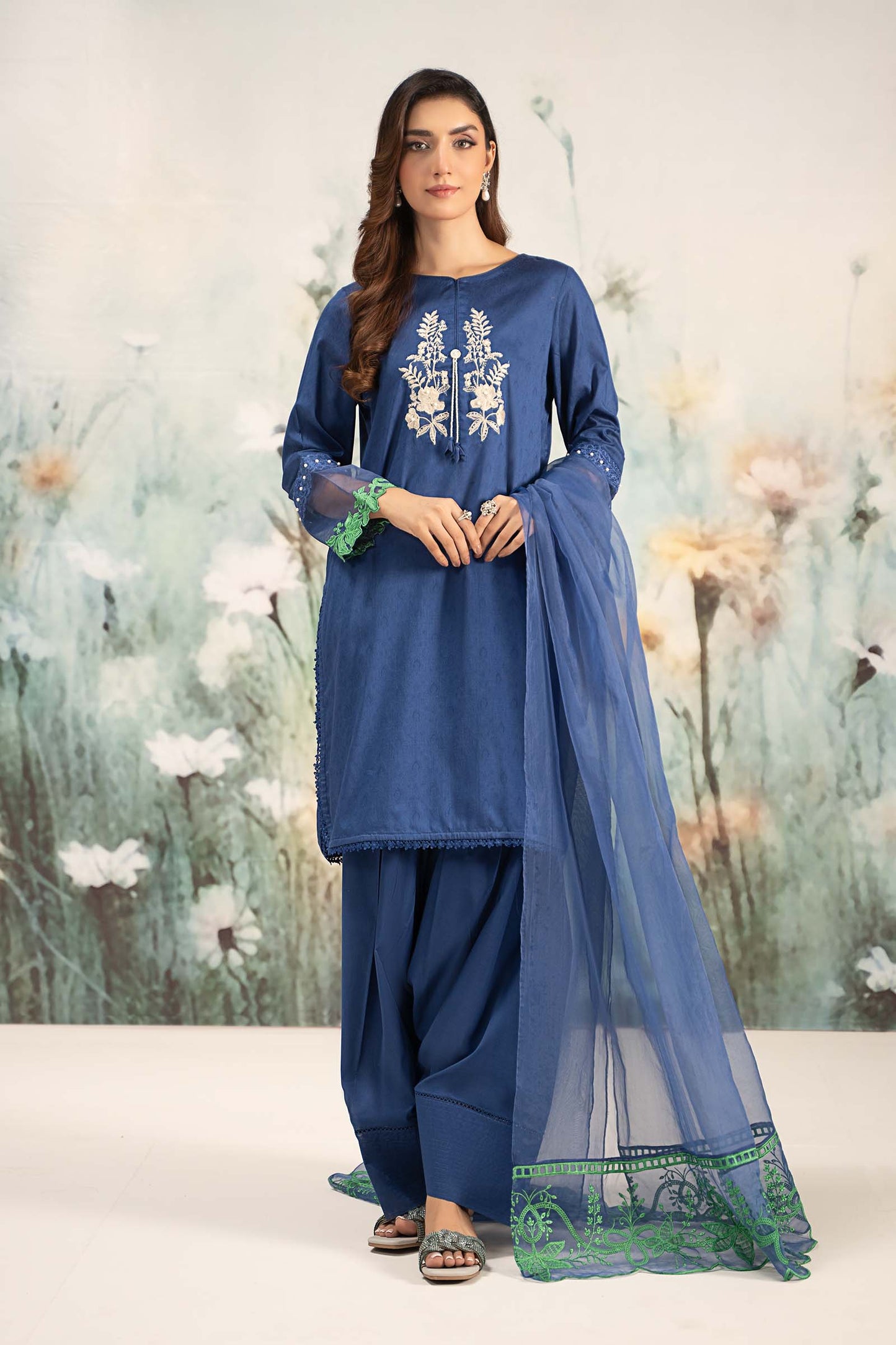 Maira B | Ready to Wear | DW-EF25-15 Blue by Maria Faisal - Registered Vendor of : Maria B - type : Wedding Dress - 100% original wedding dresses
