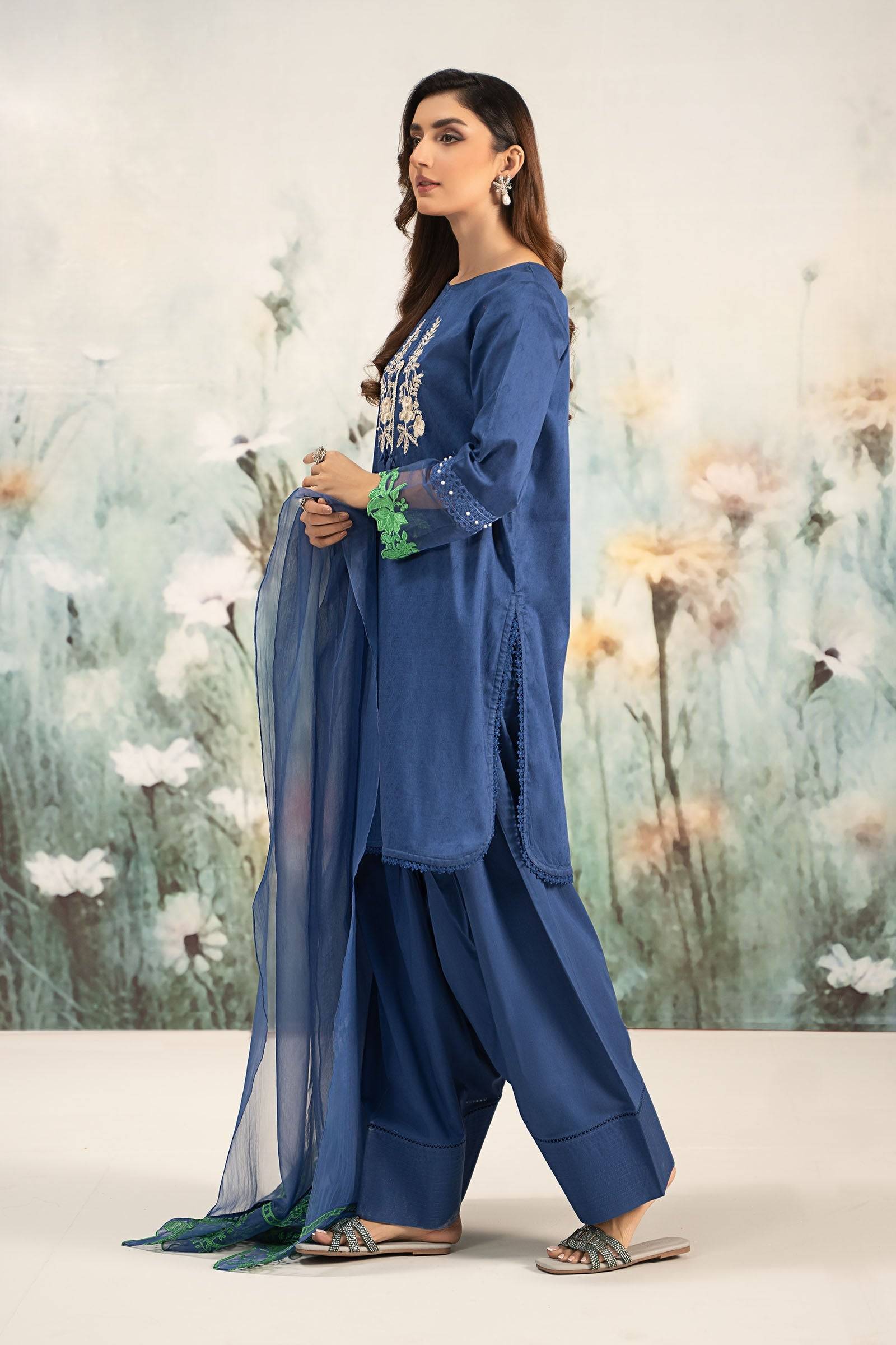Maira B | Ready to Wear | DW-EF25-15 Blue by Maria Faisal - Registered Vendor of : Maria B - type : Wedding Dress - 100% original wedding dresses