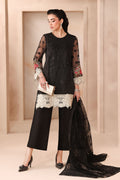 Maria B | Pre Fall Dresses | 3 Piece Embroidered Organza Jacquard Suit Black - Ladies Clothes - Maria Faisal