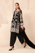 Maria B | Pre Fall Dresses | 3 Piece Embroidered Cotton Net Suit Black - Ladies Clothes - Maria Faisal