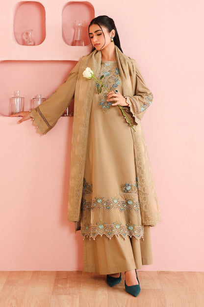 Maria B | Luxury Winter Pret 25 | DW-PF25-03-Coffee - Ladies Clothes - Maria Faisal