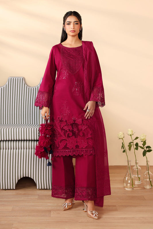 Maria B | Luxury Winter Pret 25 | DW-PF25-07-Maroon - Ladies Clothes - Maria Faisal