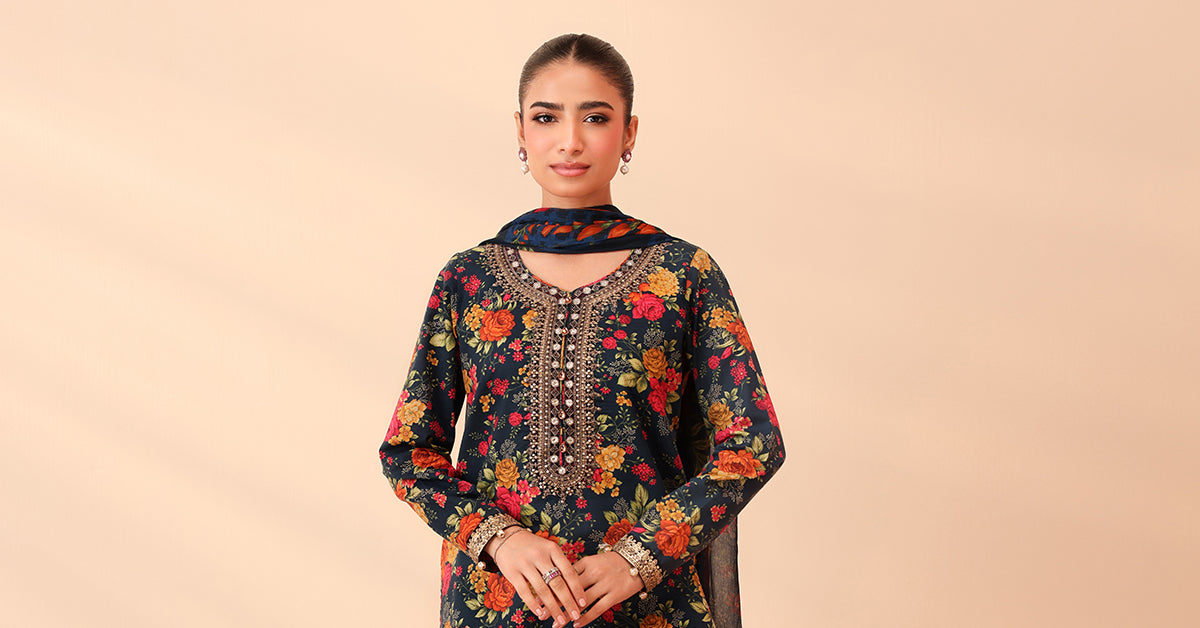 Maria B | Luxury Winter Pret 25 | DW-PF25-63-Teal - Ladies Clothes - Maria Faisal