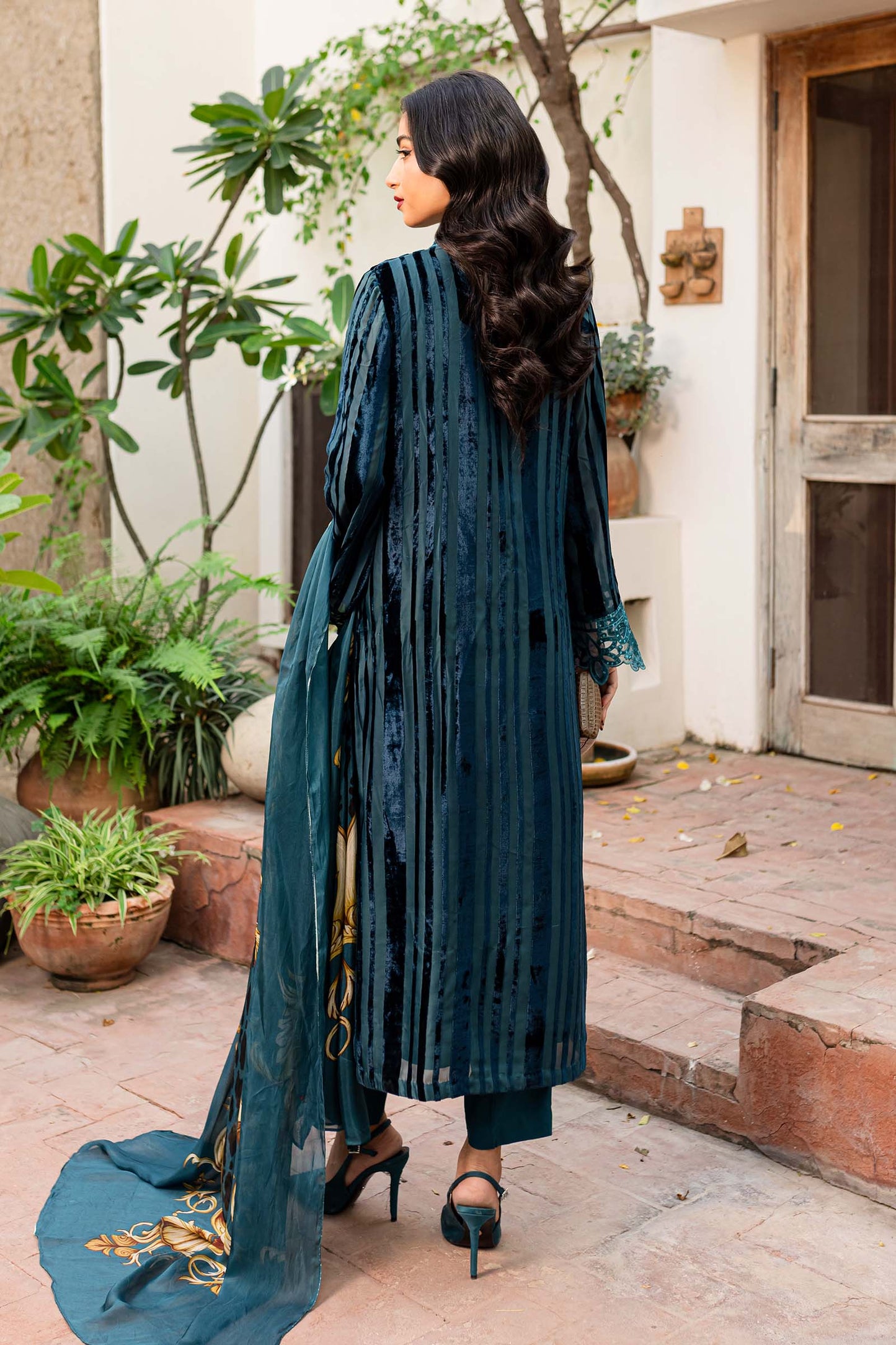 Maira B | Ready to Wear | DW-W24-173 Teal by Maria Faisal - Registered Vendor of : Maria B - type : Wedding Dress - 100% original wedding dresses