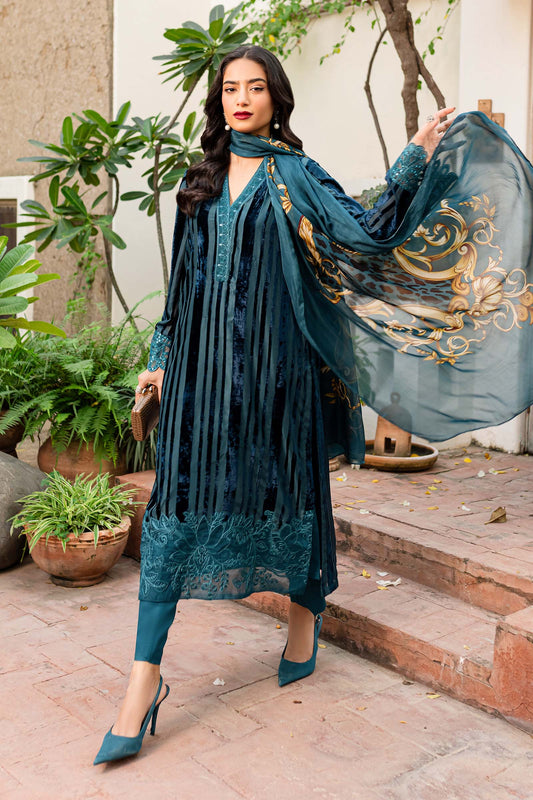 Maira B | Ready to Wear | DW-W24-173 Teal by Maria Faisal - Registered Vendor of : Maria B - type : Wedding Dress - 100% original wedding dresses