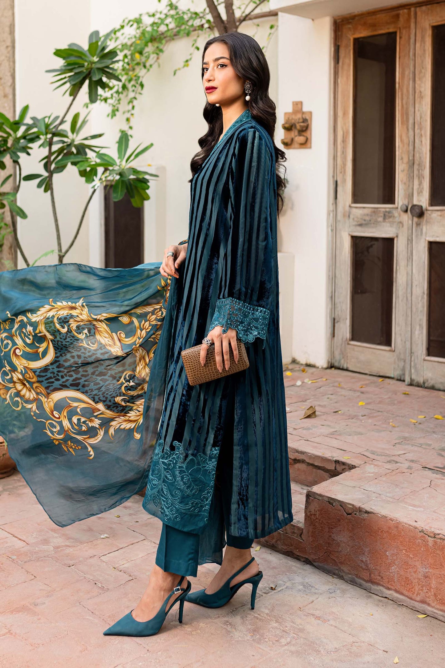 Maira B | Ready to Wear | DW-W24-173 Teal by Maria Faisal - Registered Vendor of : Maria B - type : Wedding Dress - 100% original wedding dresses