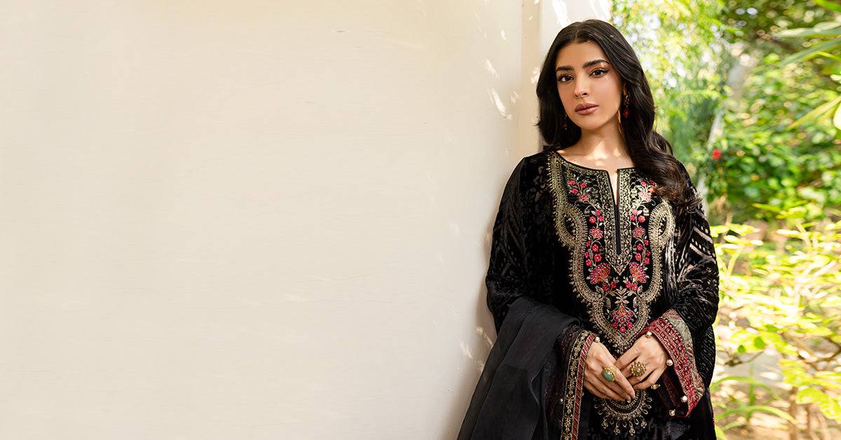Maira B | Ready to Wear | DW-W24-174 Black by Maria Faisal - Registered Vendor of : Maria B - type : Wedding Dress - 100% original wedding dresses