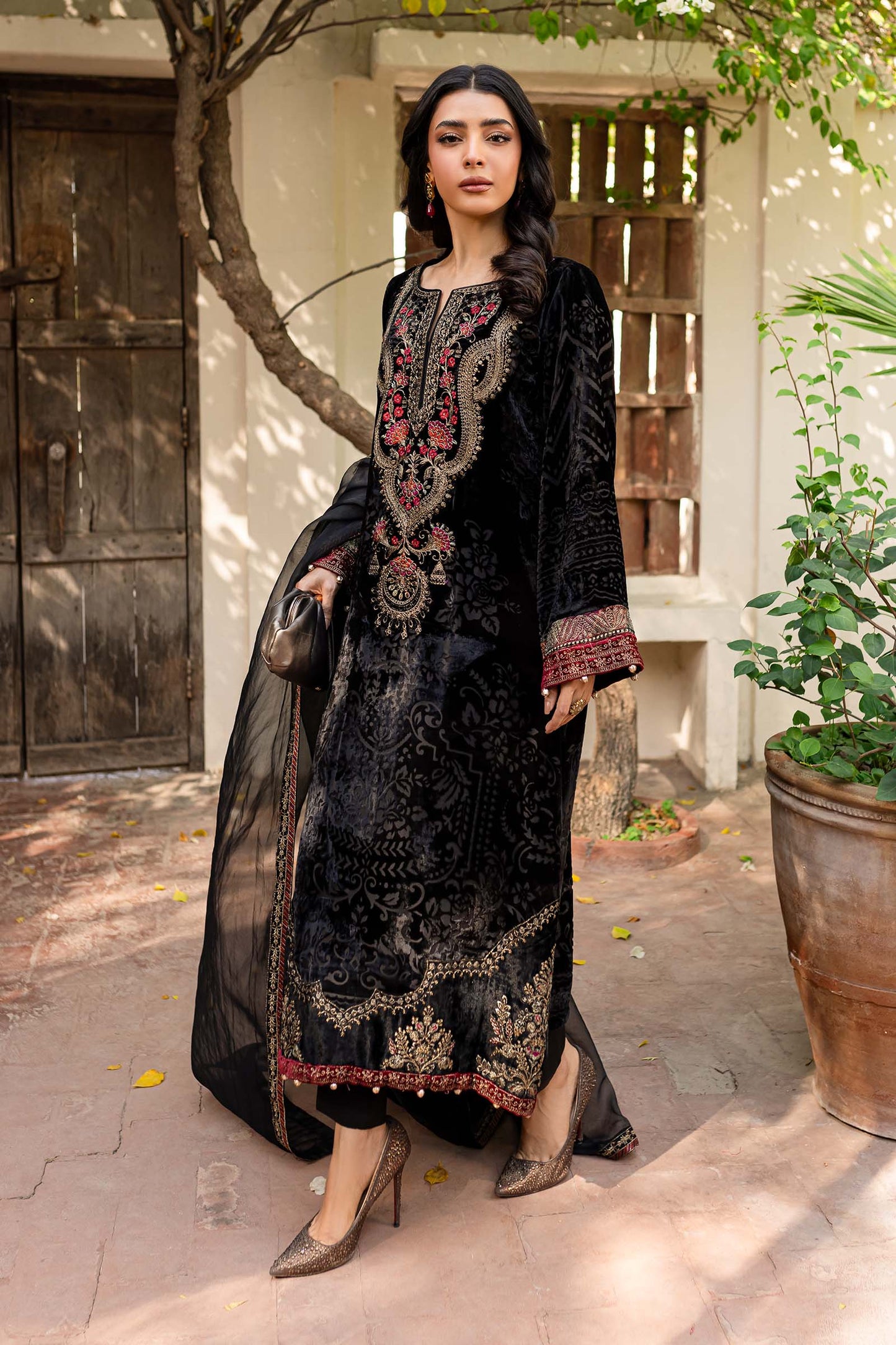 Maira B | Ready to Wear | DW-W24-174 Black by Maria Faisal - Registered Vendor of : Maria B - type : Wedding Dress - 100% original wedding dresses