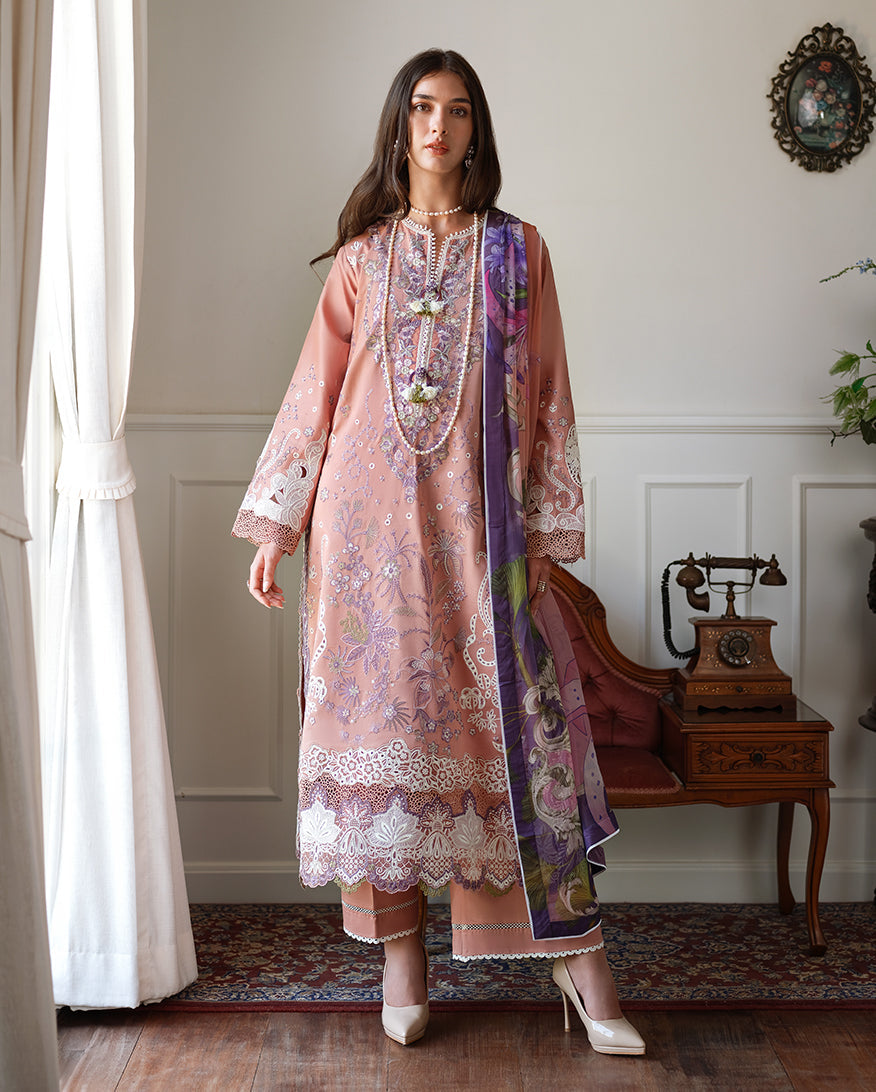 Mushq | Amoi Luxury Lawn | Daisy Chain - Luxury Dress - available at Maria Faisal in UK and USA.