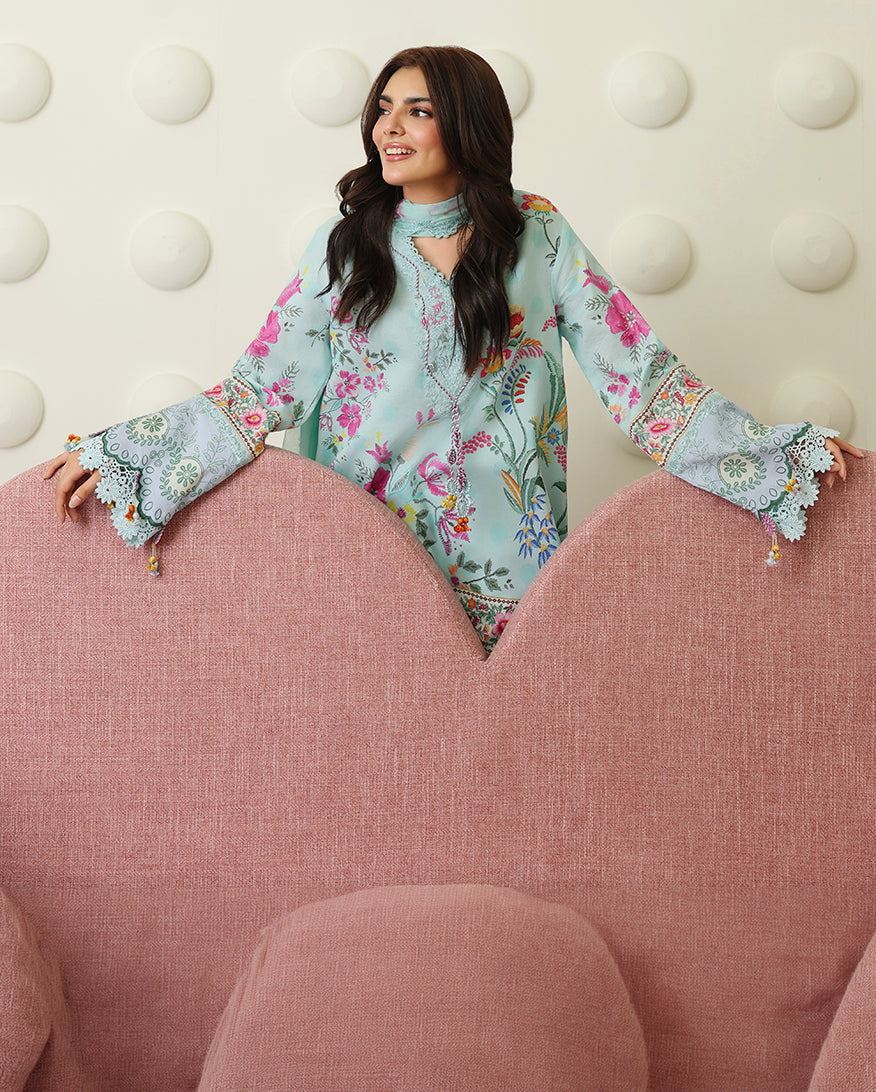 Roheenaz | Petals in Print | Delft Bloom - Casual Dress - available at Maria Faisal in UK and USA.