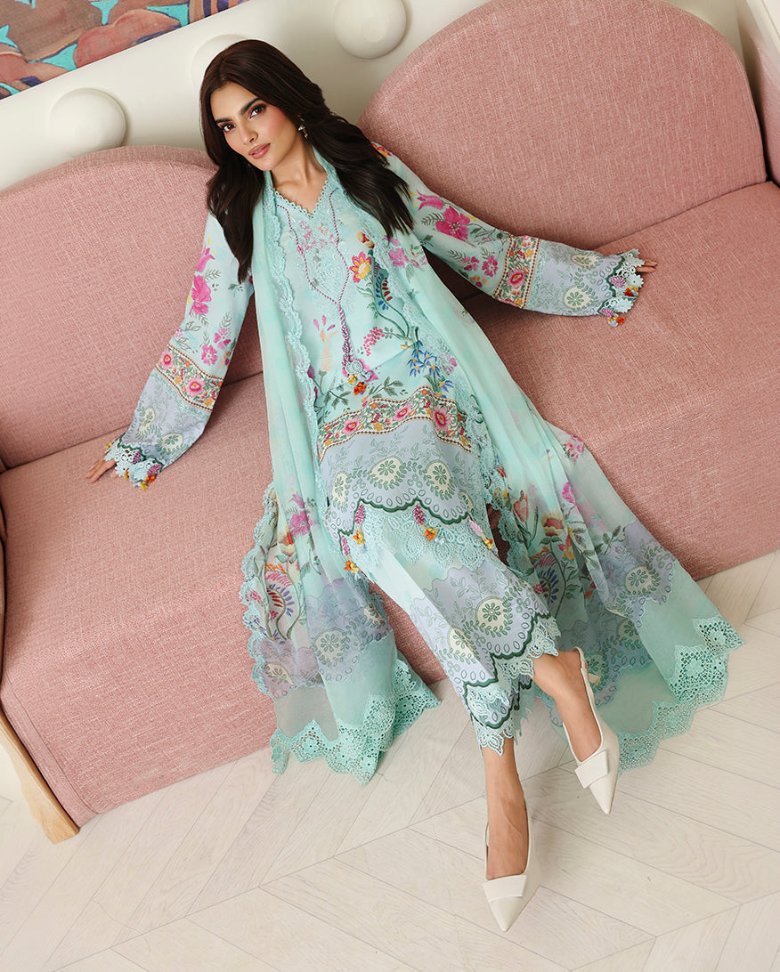 Roheenaz | Petals in Print | Delft Bloom - Casual Dress - available at Maria Faisal in UK and USA.
