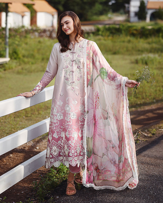 Mushq | Solace Ombre Chikankari | Dew Drift - Luxury Dress - available at Maria Faisal in UK and USA.