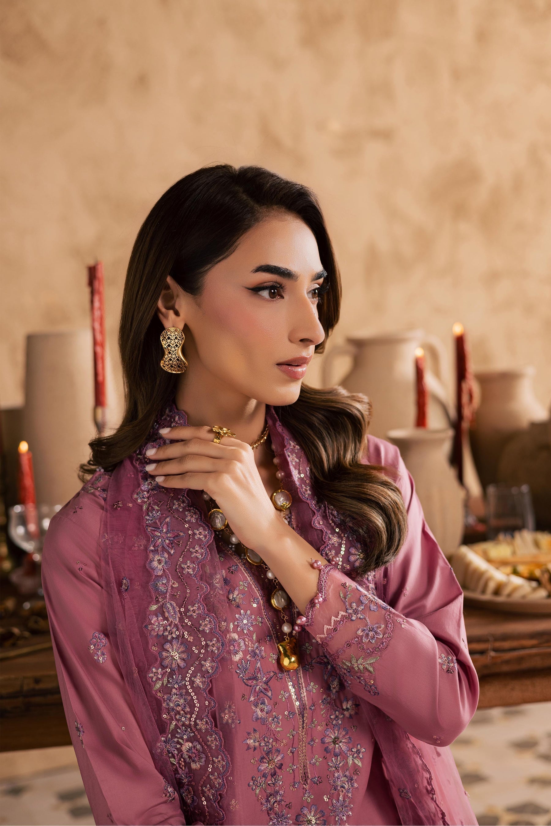 Batik | Festive Eid 26 | Dhinara - Luxury Dress - available at Maria Faisal in UK and USA.
