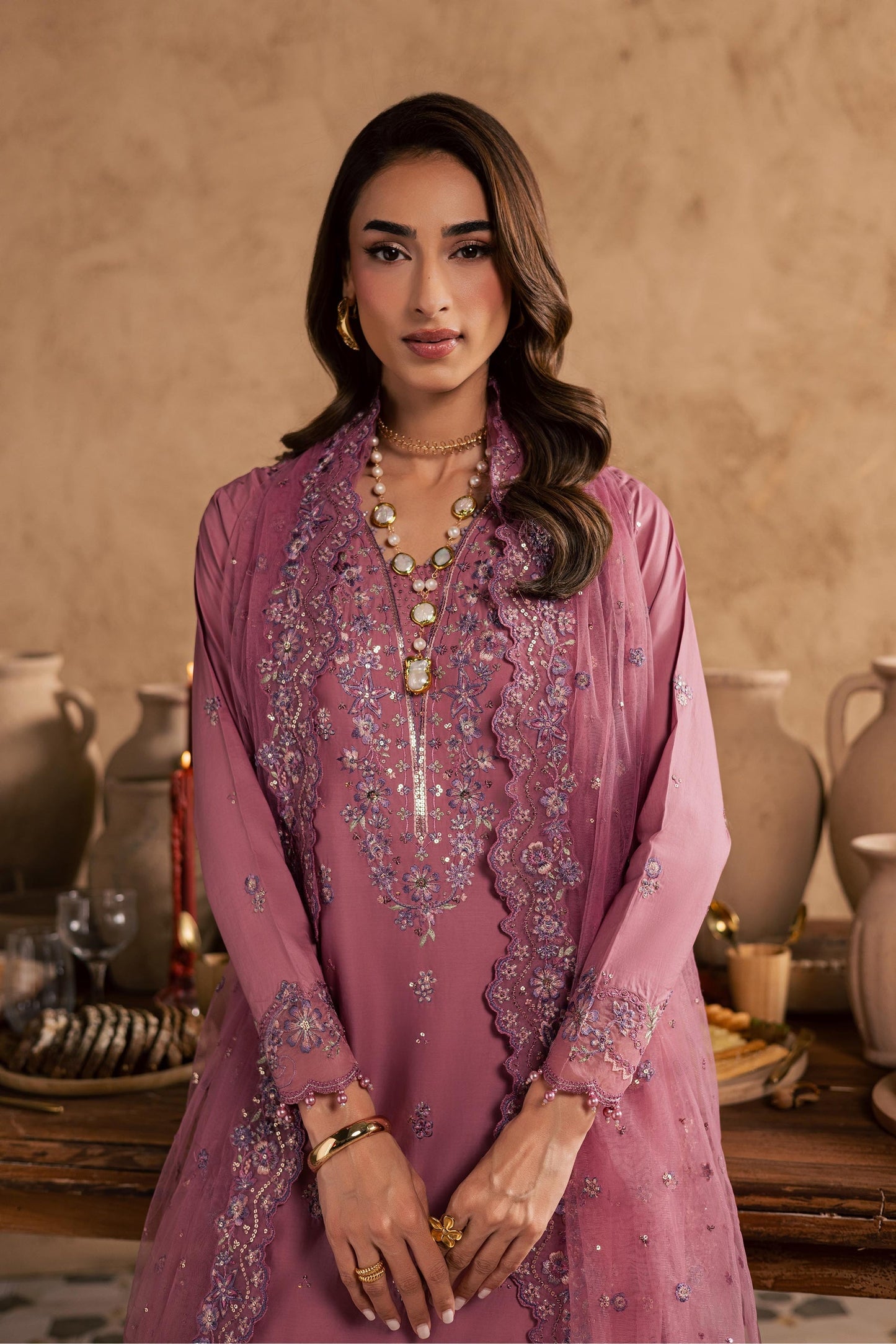 Batik | Festive Eid 26 | Dhinara - Luxury Dress - available at Maria Faisal in UK and USA.