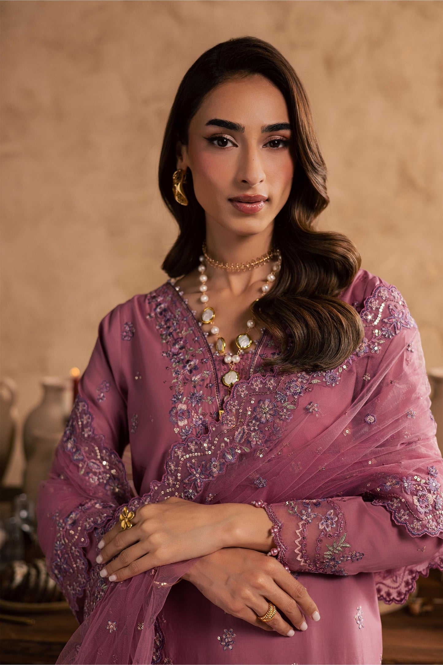 Batik | Festive Eid 26 | Dhinara - Luxury Dress - available at Maria Faisal in UK and USA.