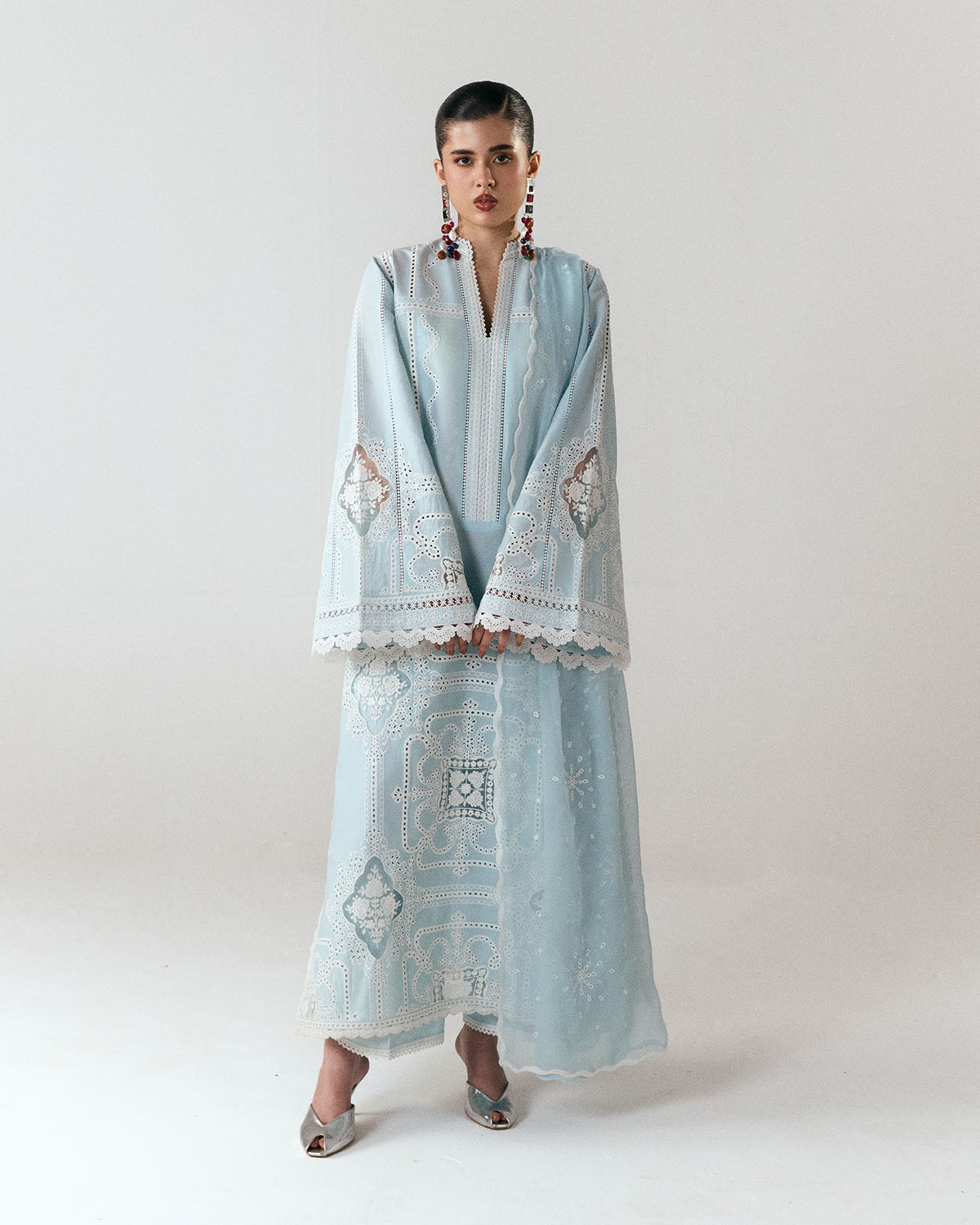 Jugnu | SS 26 Lawn | Dira - Luxury Dress - available at Maria Faisal in UK and USA.