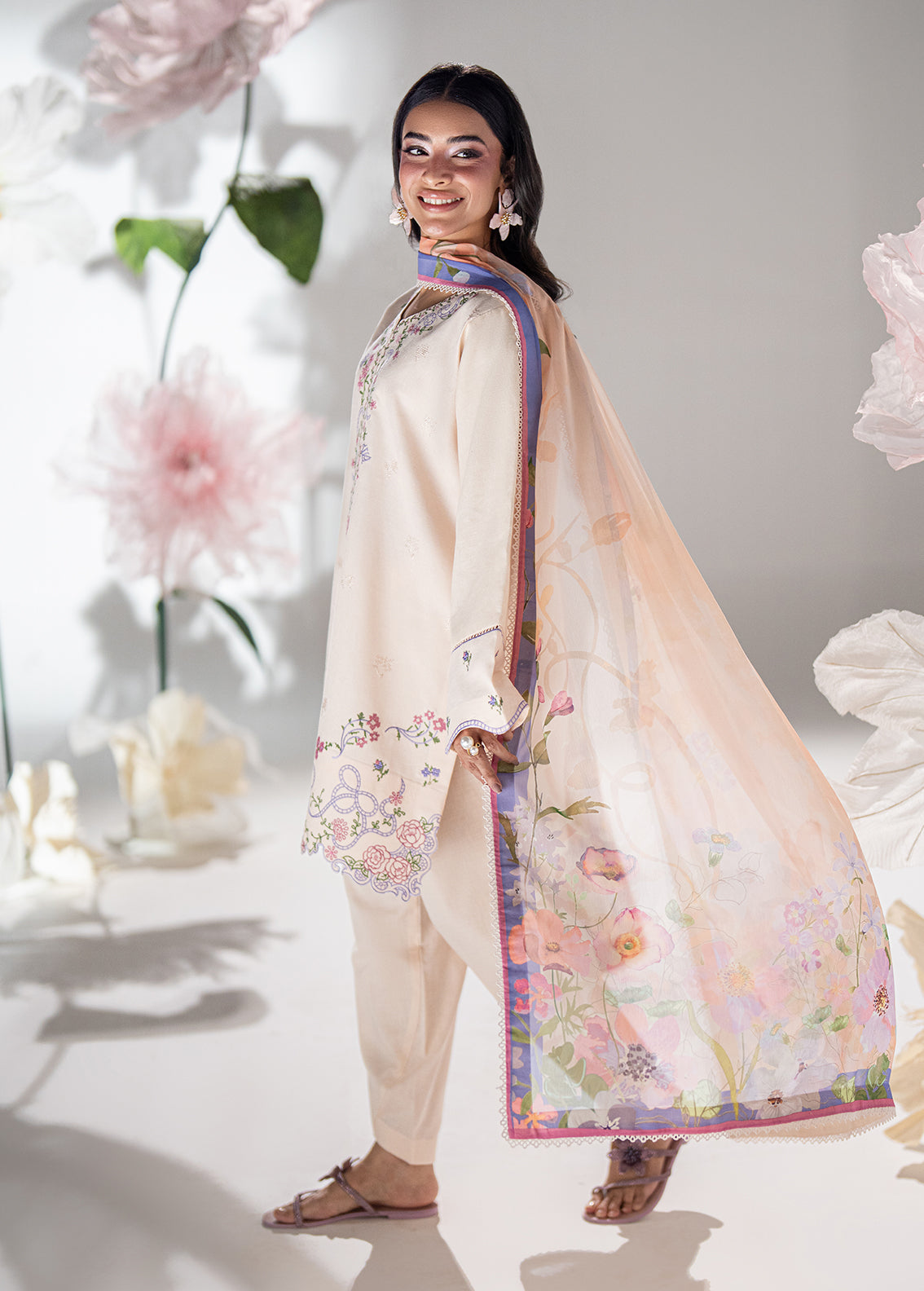 Sahane | Blush n Bliss Premium | LP63009 Sugar Bloom - Casual Dress - available at Maria Faisal in UK and USA.