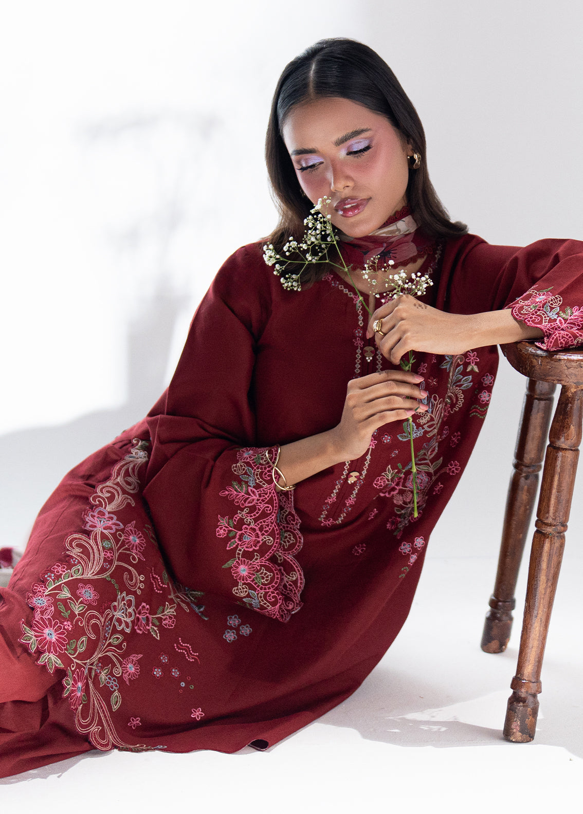 Sahane | Blush n Bliss Premium | LP63003 Mulberry - Casual Dress - available at Maria Faisal in UK and USA.