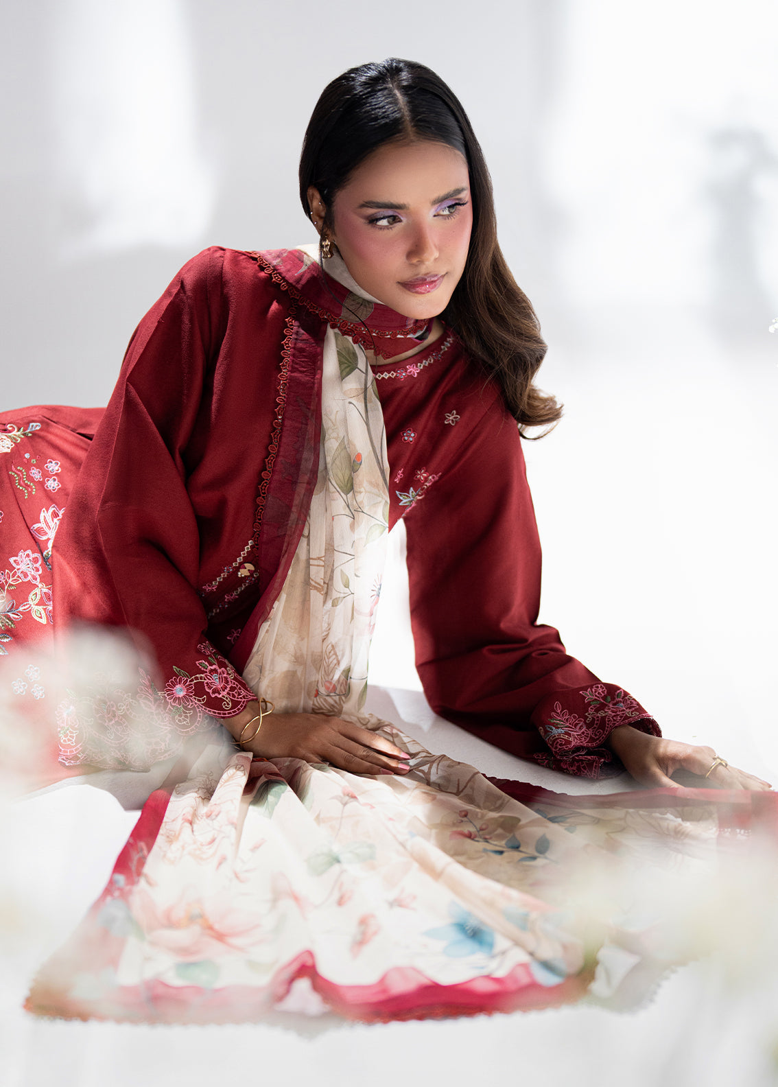 Sahane | Blush n Bliss Premium | LP63003 Mulberry - Casual Dress - available at Maria Faisal in UK and USA.