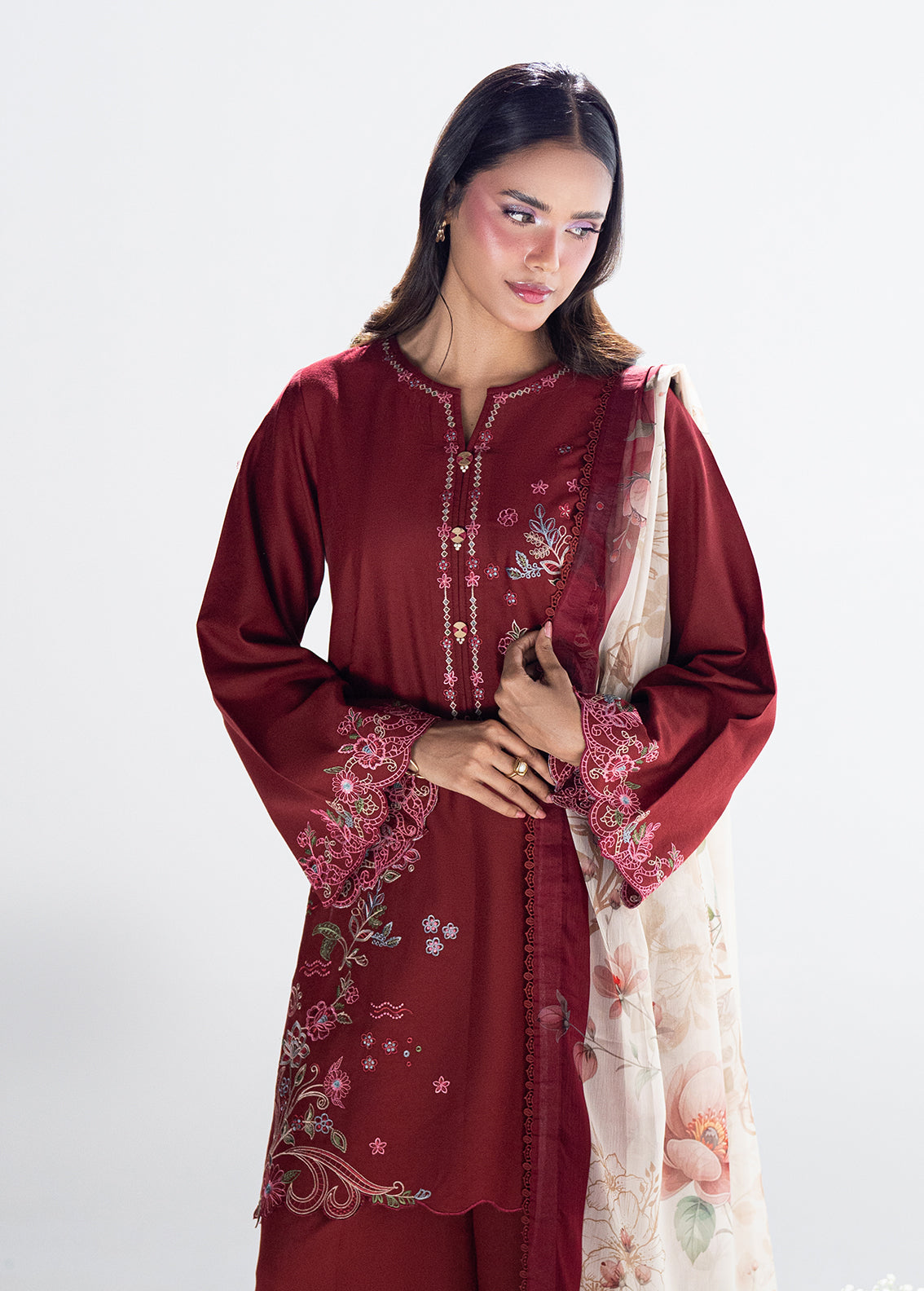 Sahane | Blush n Bliss Premium | LP63003 Mulberry - Casual Dress - available at Maria Faisal in UK and USA.