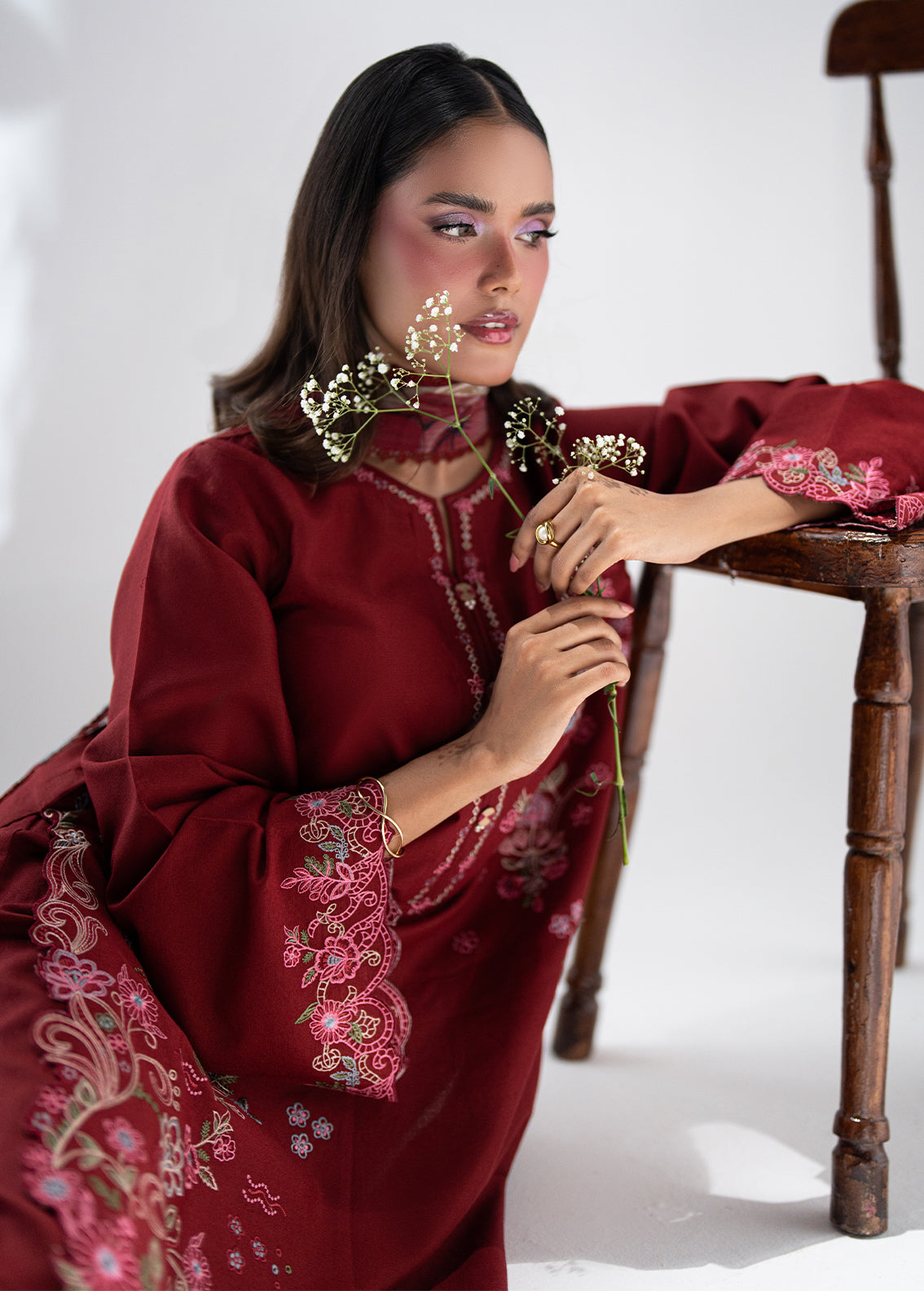 Sahane | Blush n Bliss Premium | LP63003 Mulberry - Casual Dress - available at Maria Faisal in UK and USA.